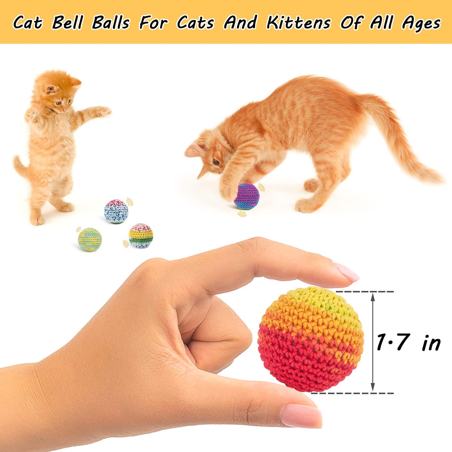 Retro Shaw Cat Toys Balls, Woolen Yarn Cat Ball Toy with Bell Inside, Cat Toys for Indoor Cats, Interactive Cat Chew Toys for Kitty Kitten, 6 Pack