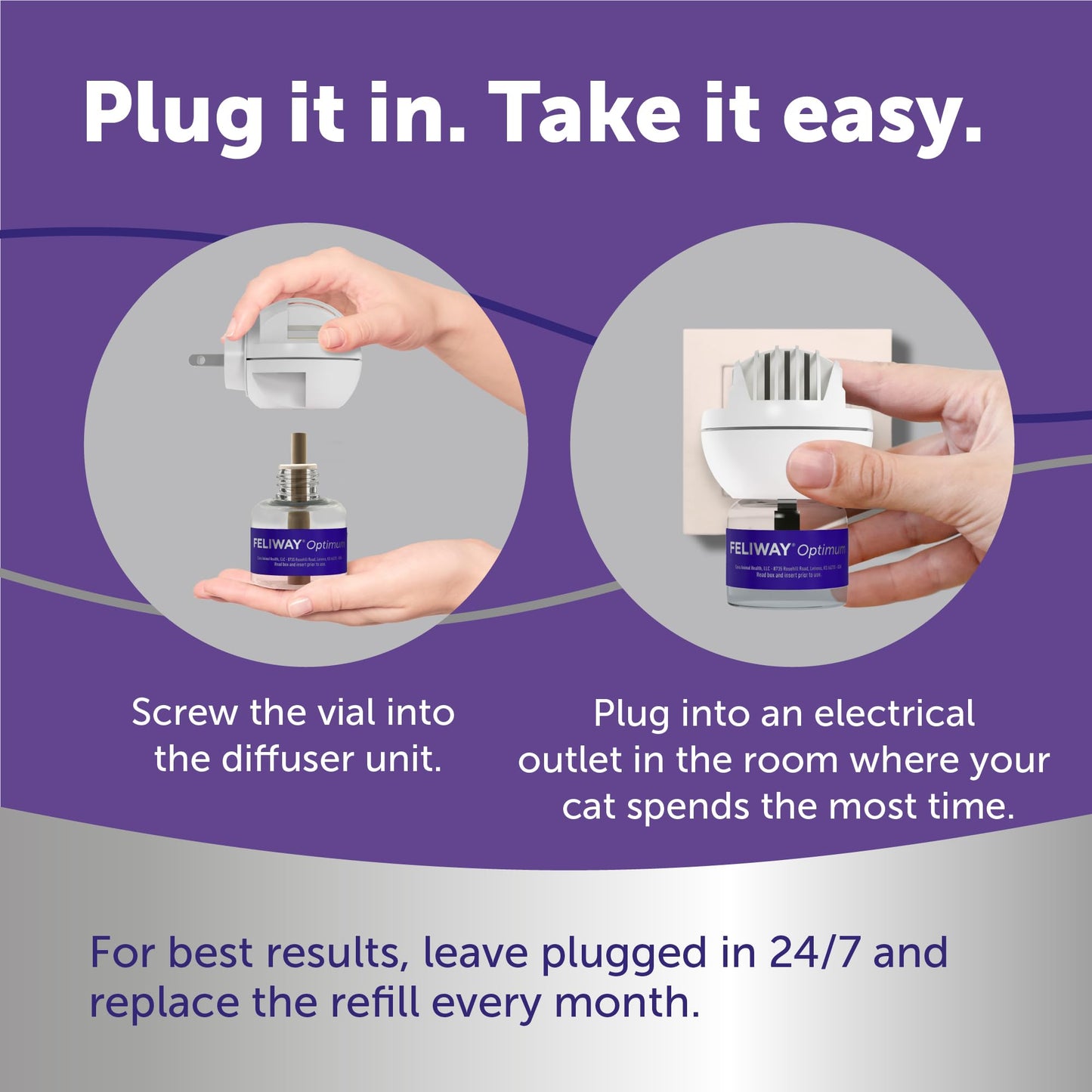FELIWAY Optimum Cat Calming Diffuser Kit – Advanced Support to Help Reduce Urine Spraying, Scratching, Fighting and Hiding due to Stress – 30‑Day All in One Cat Pheromone Plug In Diffuser