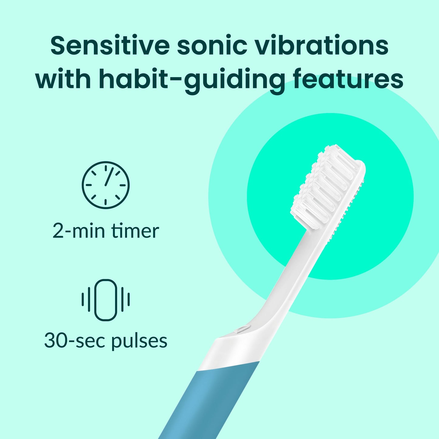 Quip Sonic Electric Toothbrush for Adults with Timer - Includes Travel Case & Replacement Brush Head - 3 Month Battery Life, Plastic Handle - Marine Blue
