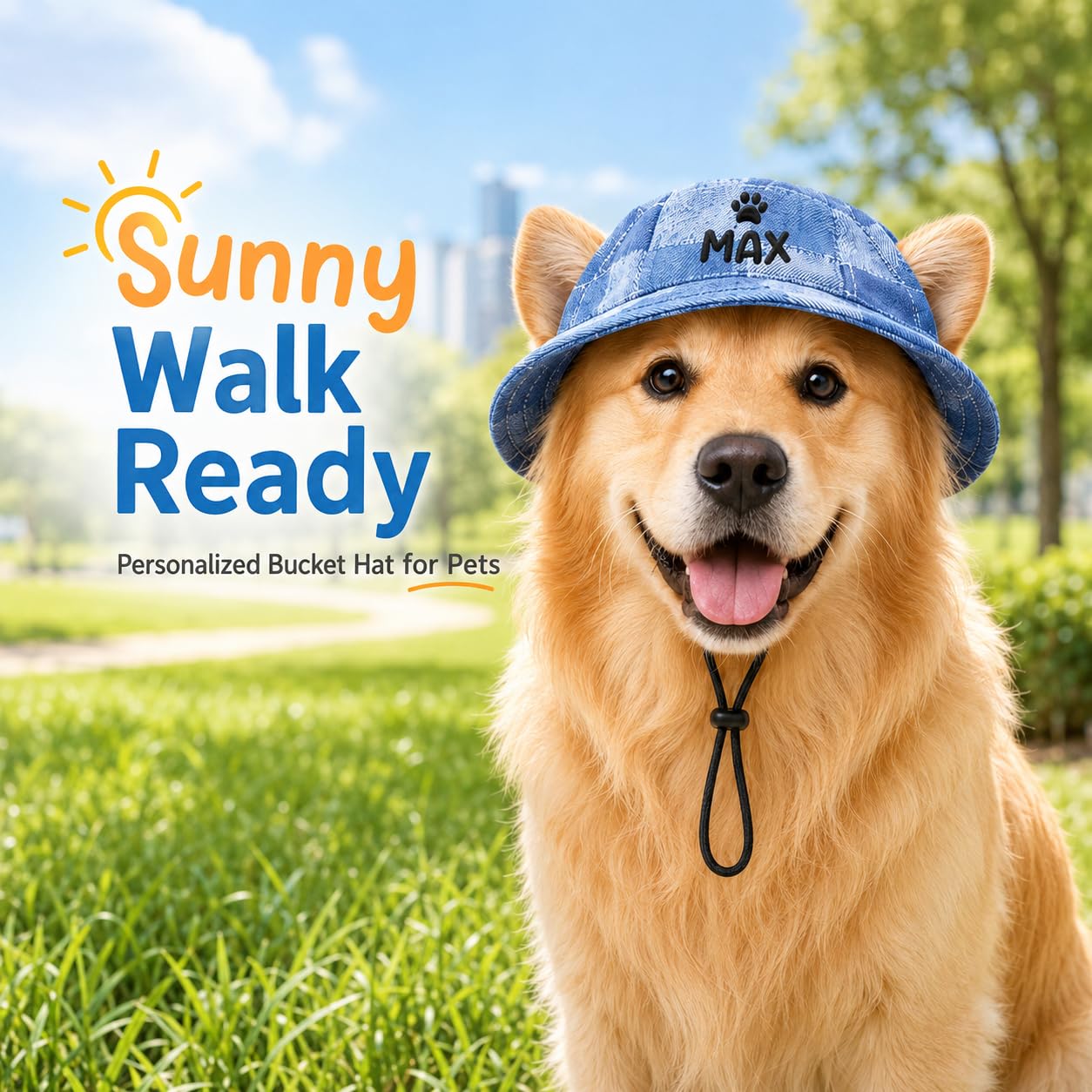 Duckbe Personalized Dog Bucket Hat with Ear Holes Custom Dog Visor with Embroidered Name for Puppy Customized Sun Hats for Small Medium Large Dog & Cat Summer Vacation Gifts for Pet