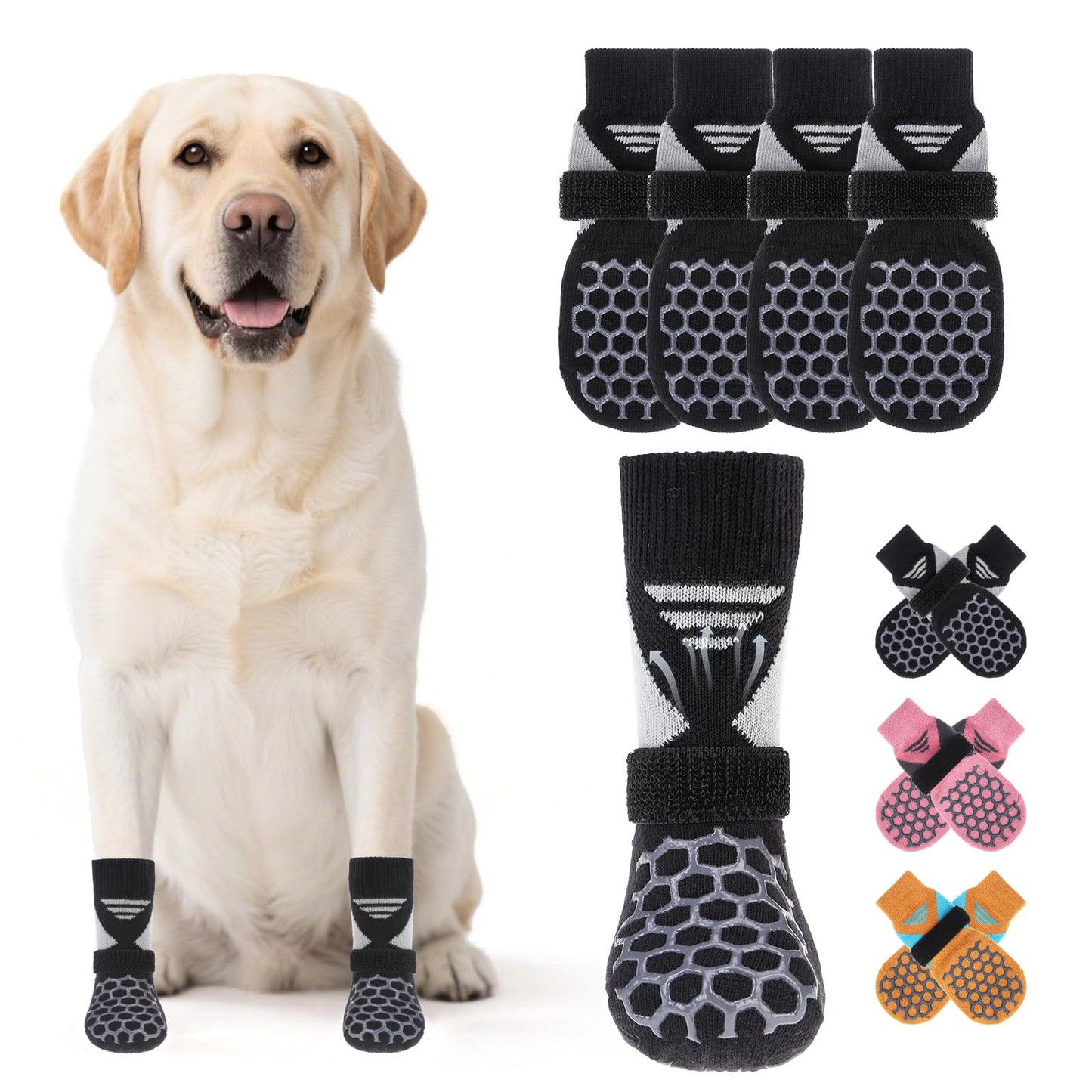 KOOLTAIL Dog Socks Shoes for Hot Pavement, Breathable & Warm Winter Dog Booties to Prevent Licking Paws for Small Medium Large Senior Dogs,Non Slip Grippy Pet Boots & Paw Protectors for Hardwood Floor