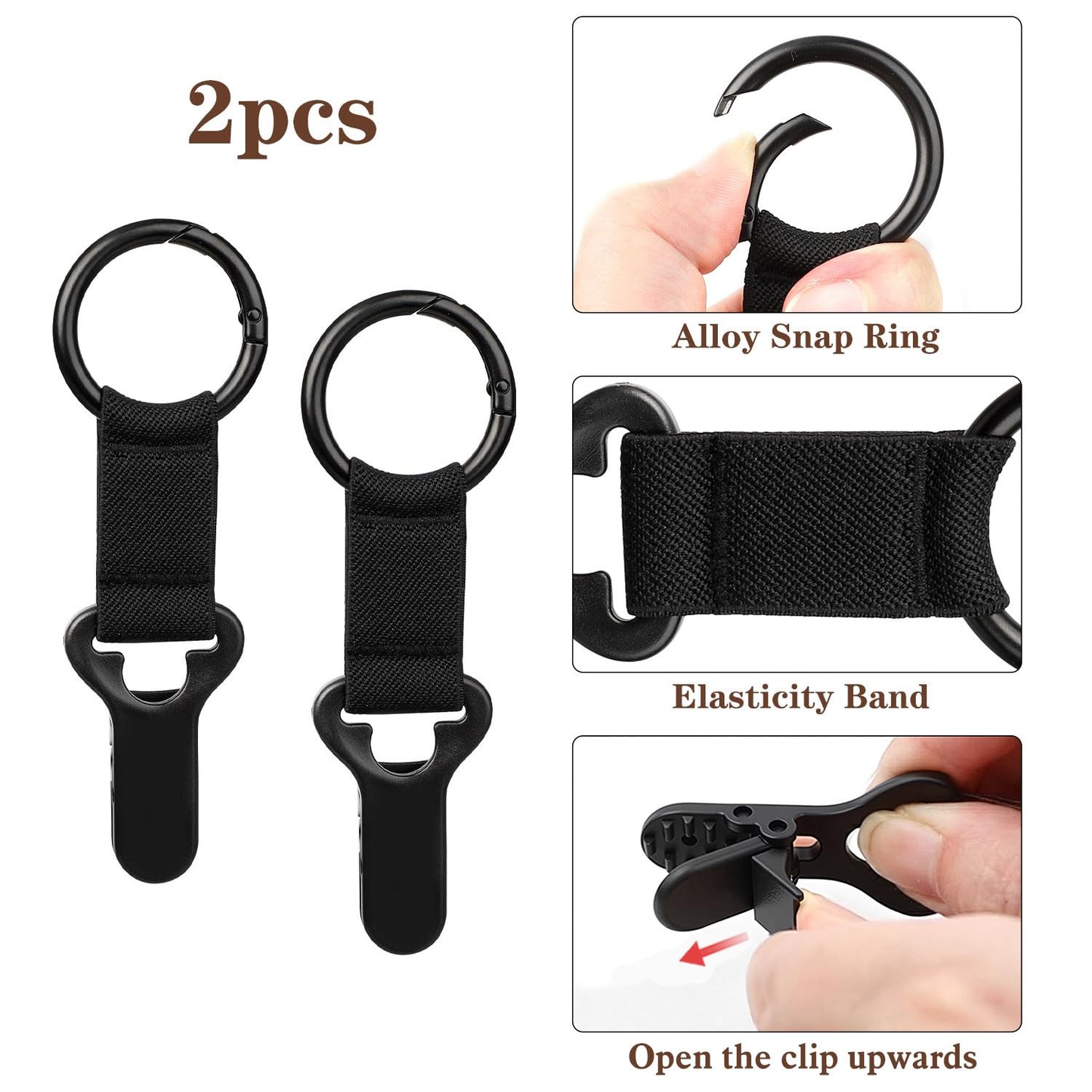 Niveaya Hat Clip for Travel on Bag - 2 Pack, Vacation Beach Cruise Essentials Accessory for Travel Handbag Backpack Luggage, Securely Hold to Keep Hat Shaped, Hands-Free, Black+Black