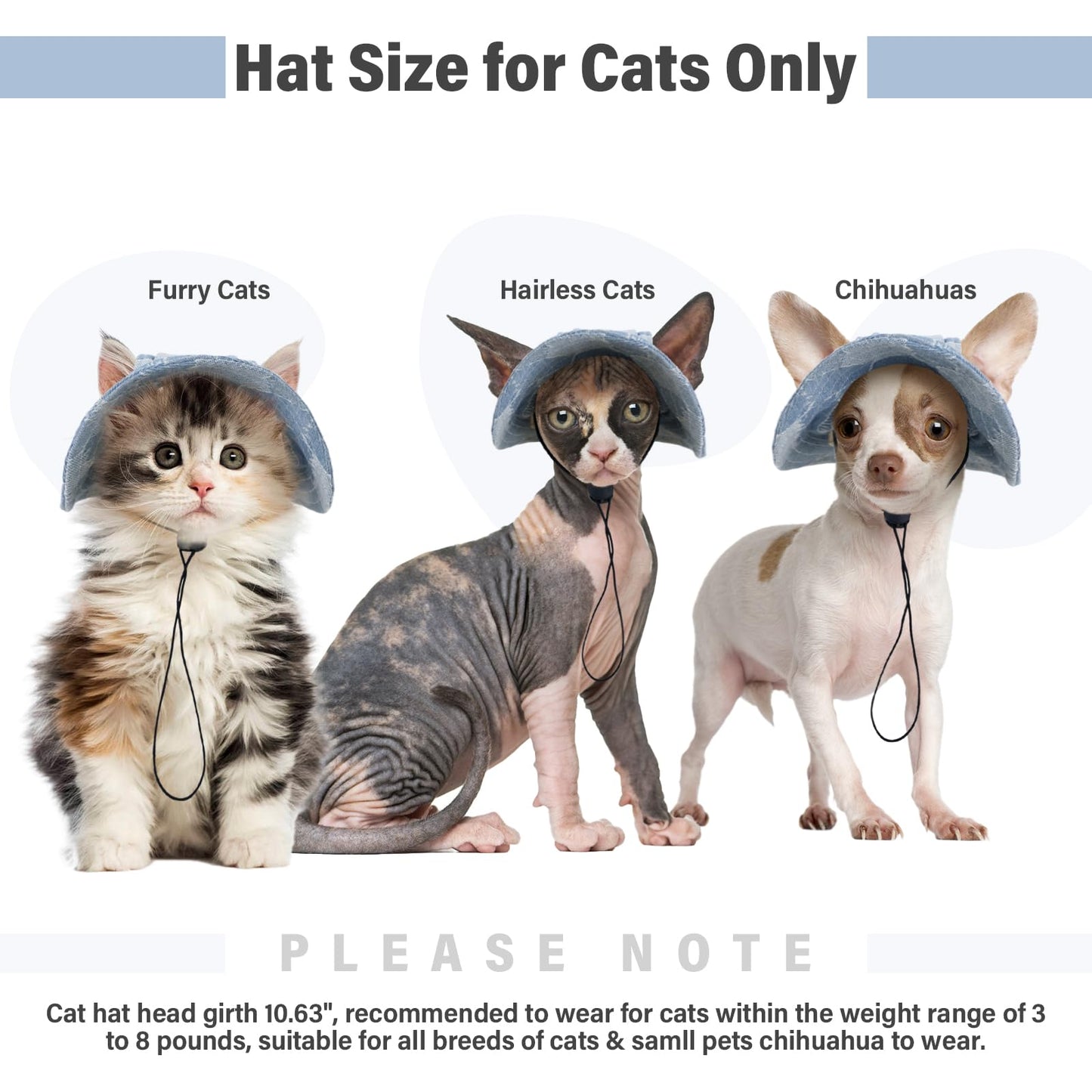 DENTRUN Cat Hats for Cats Only, Cat Cowboy Hats with Ear Holes Tiny Pets Birthday Party Costume, Cat Headwear Mini Cowboy Hat, Funny Sombrero Kitten Hat Chihuahua Beanie Cap Party Decorations