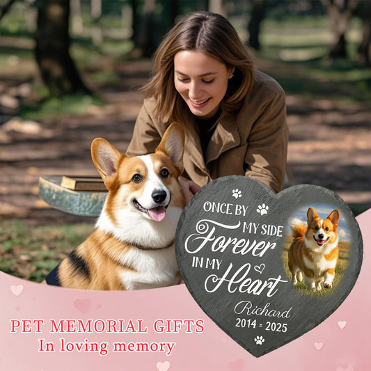 Umitive Personalized Pet Memorial Stone - Custom Dog Grave Marker with Name & Photo - Sympathy Gifts for Loss of Beloved Dog - Cemetery Decor - Rainbow Bridge Memorial for Dogs (Style A)