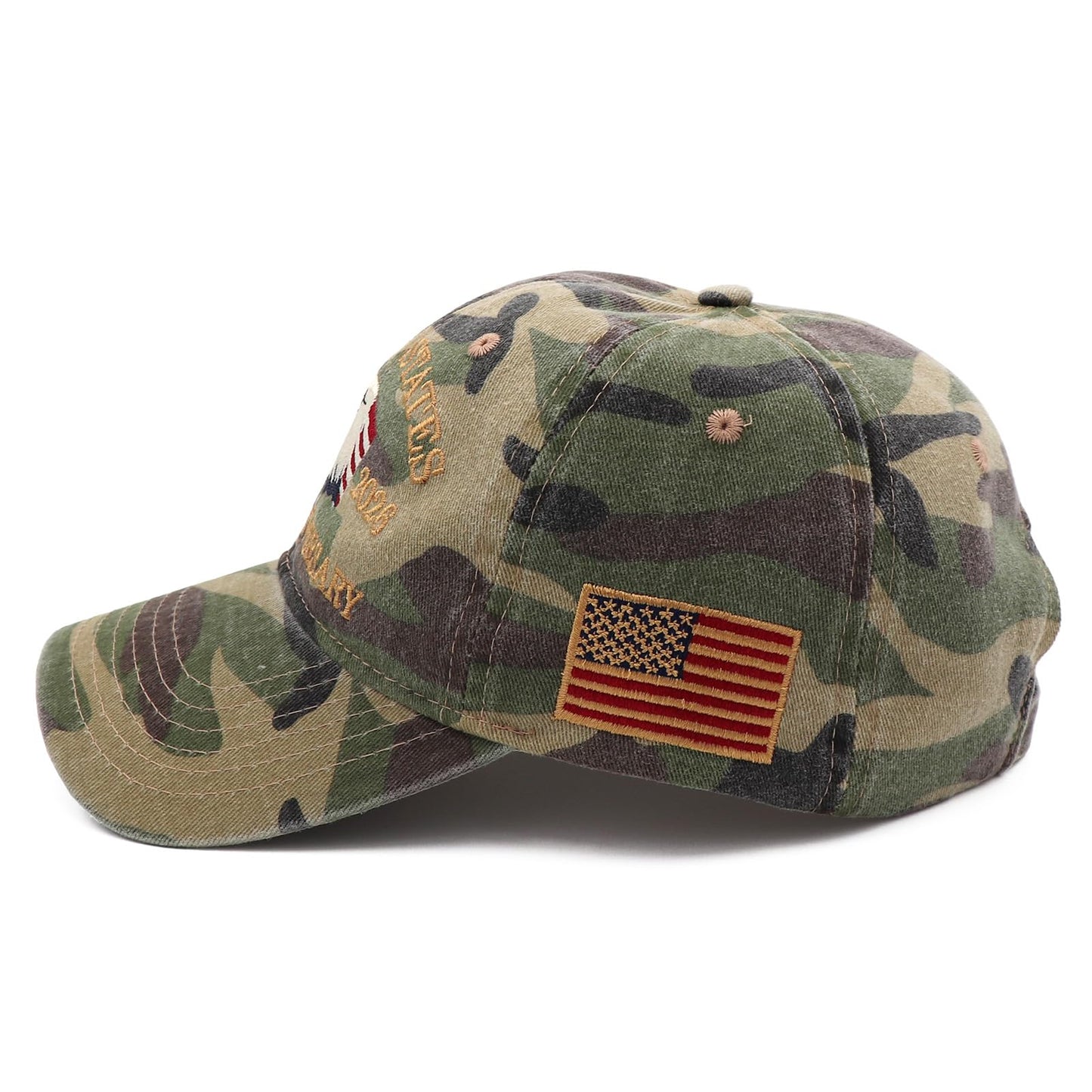250 Anniversary USA Hat Adjustable Embroidered Eagles Hats 250th Anniversary Patriotic Washed Cap Camo