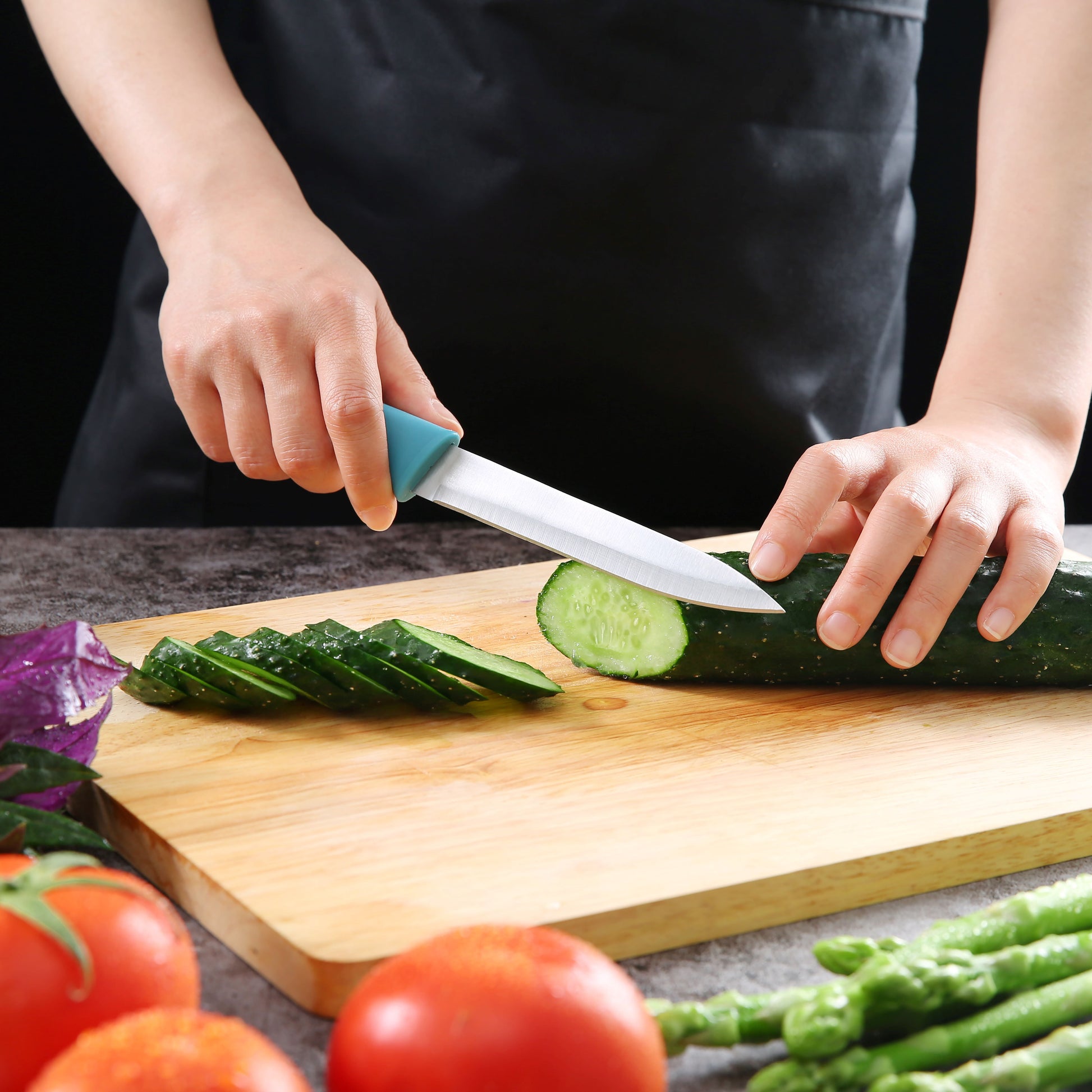 3 Piece Stainless Steel Color Knife Set with Ergonomic Soft Grip Handles