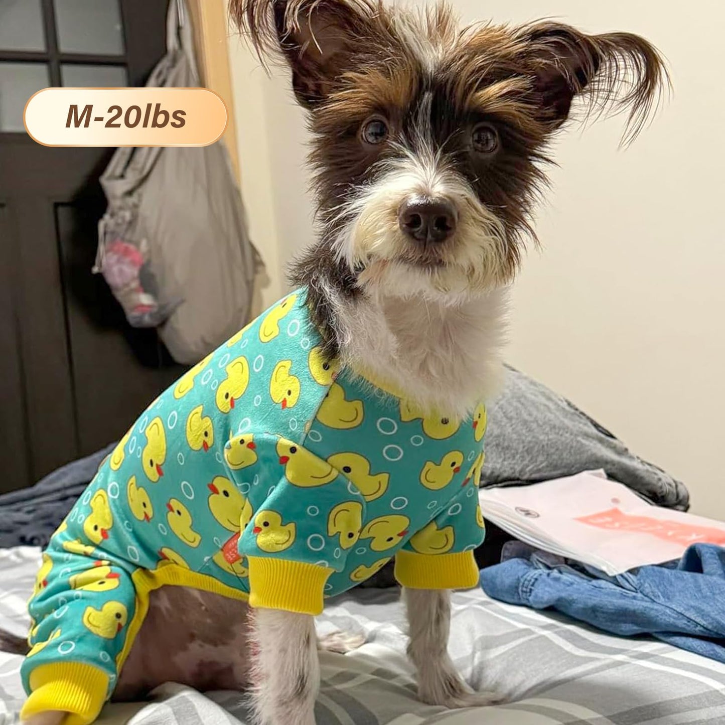 KYEESE Dog Pajamas Yellow Ducks Dog Onesie Soft Dog Costume Dog Body Suits After Surgery Dog Coat Dog Clothes Cat Clothes Dog Surgery Recovery Suit Dog Pajamas for Small Dogs Small Dog Pajamas