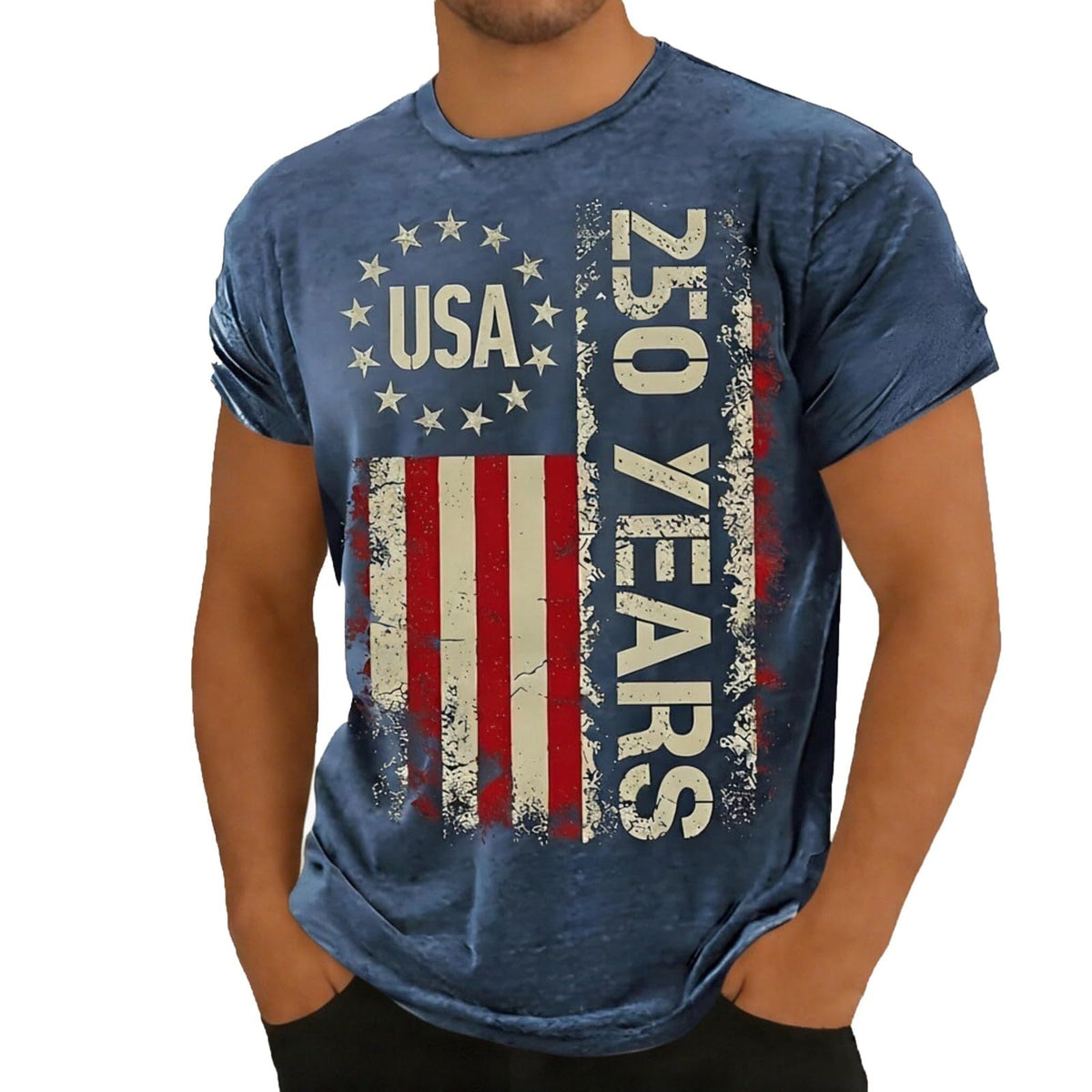 250 Anniversary USA Shirt Crewneck Pullover Tops Men's Tshirts Shirts Short Sleeve T Shirt America Crew Neck Tee