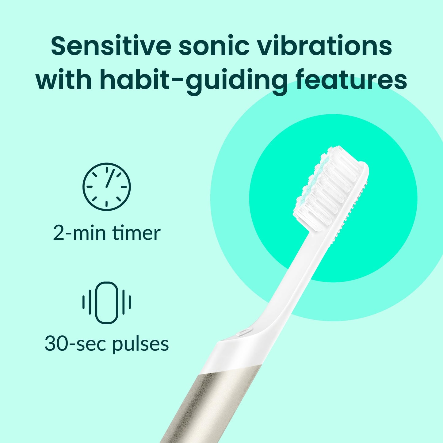 Quip Metal Sonic Electric Toothbrush for Adults - Time Travel & Soft Bristles with Travel Case & Replacement Brush Head - 3 Month Battery Life, Moonlight Champagne
