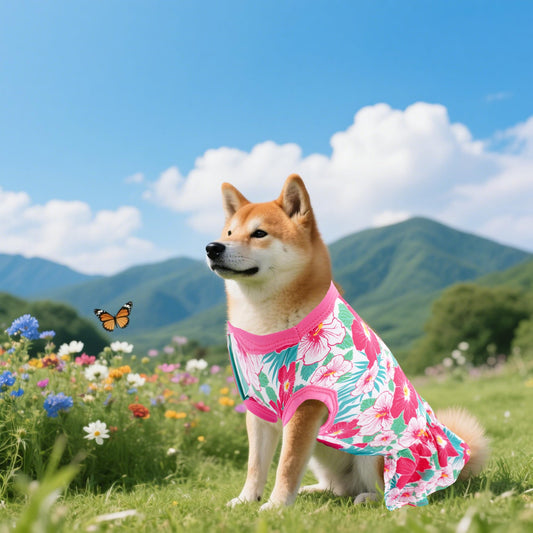 JpGdn 4PCS Dog Dresses Shirts for Small Dogs Girl Female Pink Purple Red Puppies Doggies Kittens Skirts Summer Clothes Pet Apparel Floral Sundress Small Daisy Unicorn Stretchable Outfit S