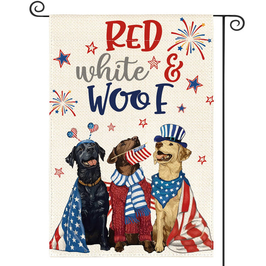 AVOIN colorlife Patriotic 4th of July Dogs Garden Flag 12x18 Inch Double Sided, Memorial Day Independence Day American Stars and Stripes Yard Outdoor Decoration