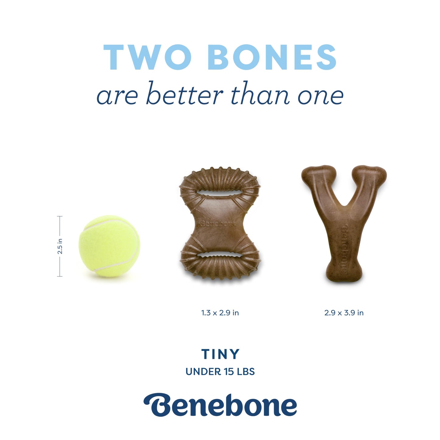 Benebone Puppy 2-Pack Dental Chew/Wishbone Dog Chew Toys, Made in USA, Real Bacon Flavor