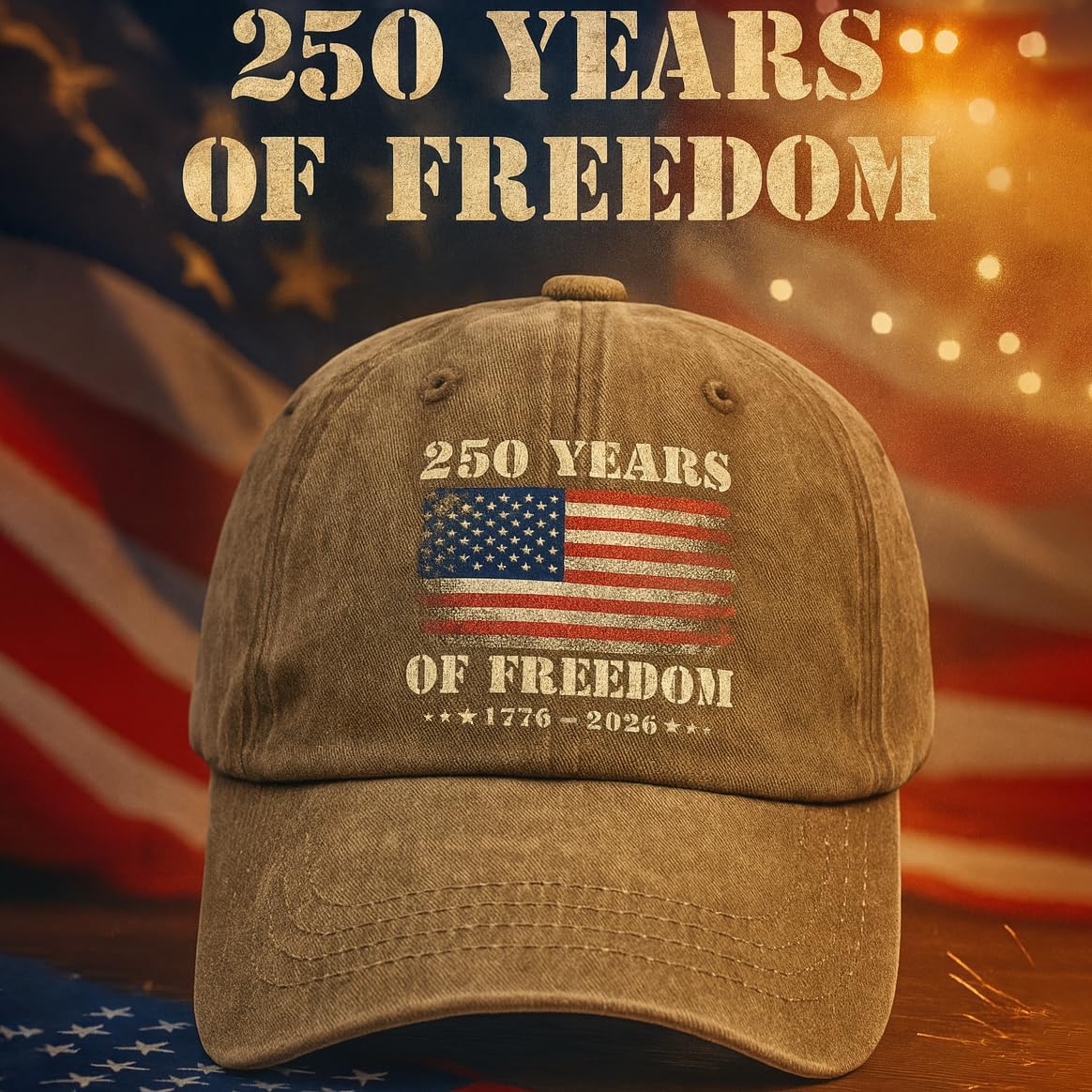 250th Anniversary USA Hat, 250 Anniversary USA Hat, Vintage Patriotic Washed Cotton Baseball Cap for Men Women, 1776–2026 Freedom Gifts