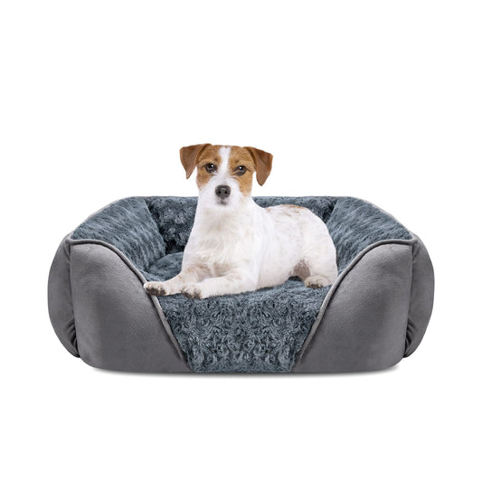 INVENHO Medium Dog Bed for Large Medium Small Dogs, Rectangle Washable Dog Bed, Orthopedic Dog Bed, Soft Calming Sleeping Puppy Bed Durable Pet Cuddler with Anti-Slip Bottom M(25"x21"x8")