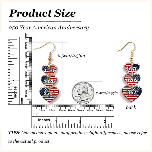 250 Anniversary USA Merchandise 4th of July Outfits Shirt Decorations Patriotic Earrings USA 250th Anniversary Merchandise 4th of July Dresses Jewelry Accessories Gift Red White Blue USa Earrings