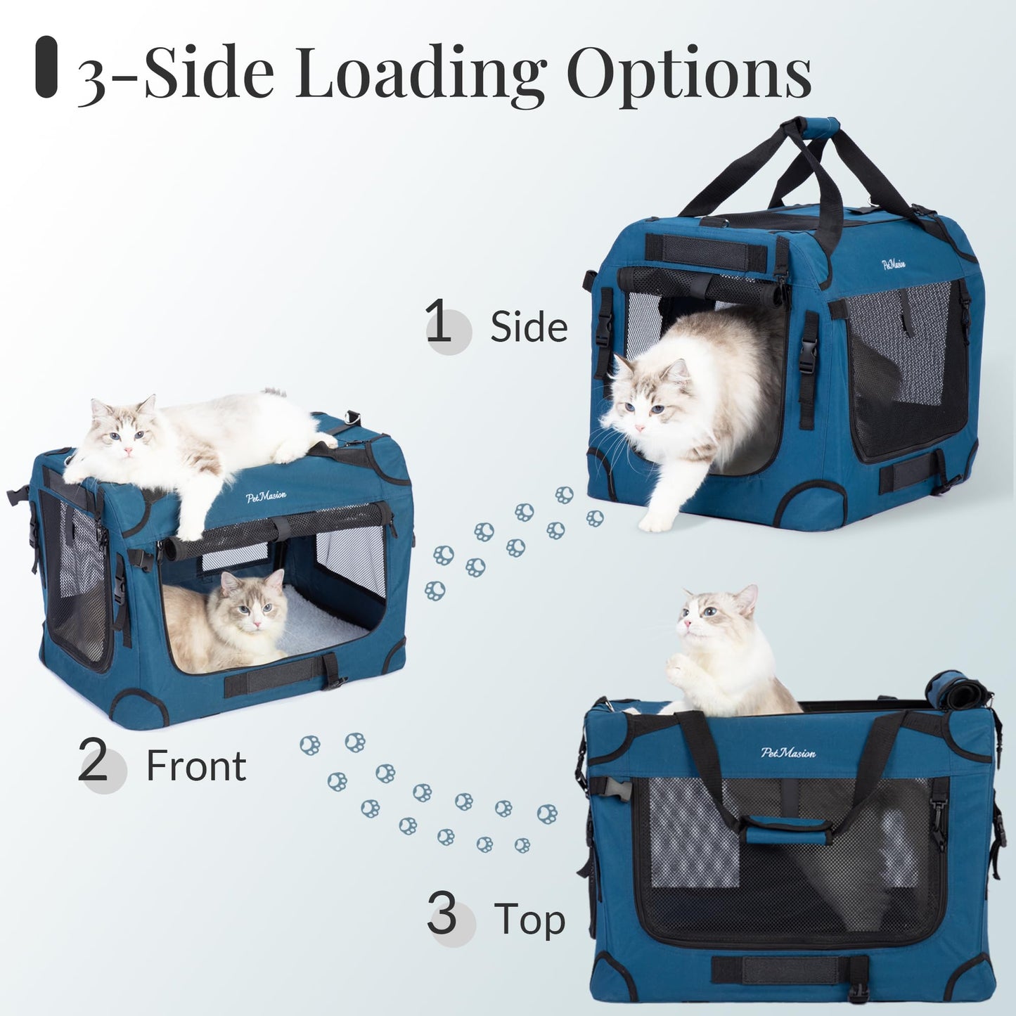 PetMasion Extra Large Cat Carrier for 2 Cats, Collapsible Soft Sided Pet XL Crate for Large Mudium Big Cat 20lbs+, Car Travel Portable Bag for Long Trips Ride 24"x16.5"x16.5"