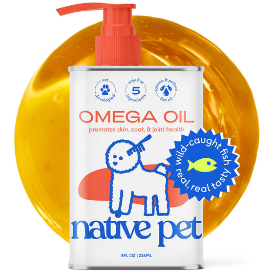 Native Pet Omega 3 Fish Oil for Dogs & Cats - Promotes Healthy Skin, Shiny Coat, & Strong Joints - Made with Wild Alaskan Salmon Oil for Dogs – Tasty, Fast-Absorbing Omega 3 6 9 Liquid Supplement- 8oz