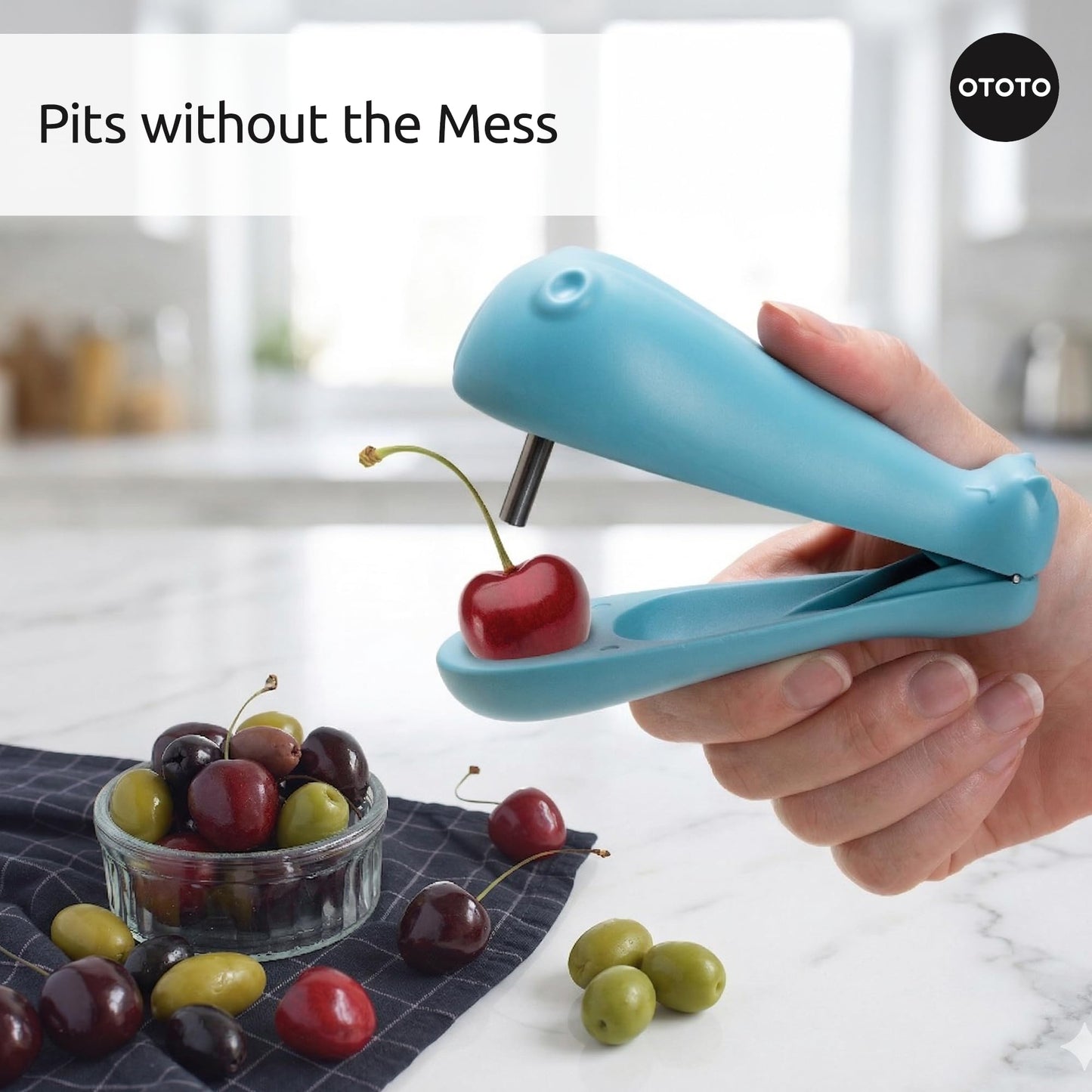 OTOTO Hippo Pitter – Cherry Pitter Tool Shaped Like a Hippo, Fun Olive Pitter for Easy Pitting, Quirky Kitchen Gadget, Perfect for Gifting