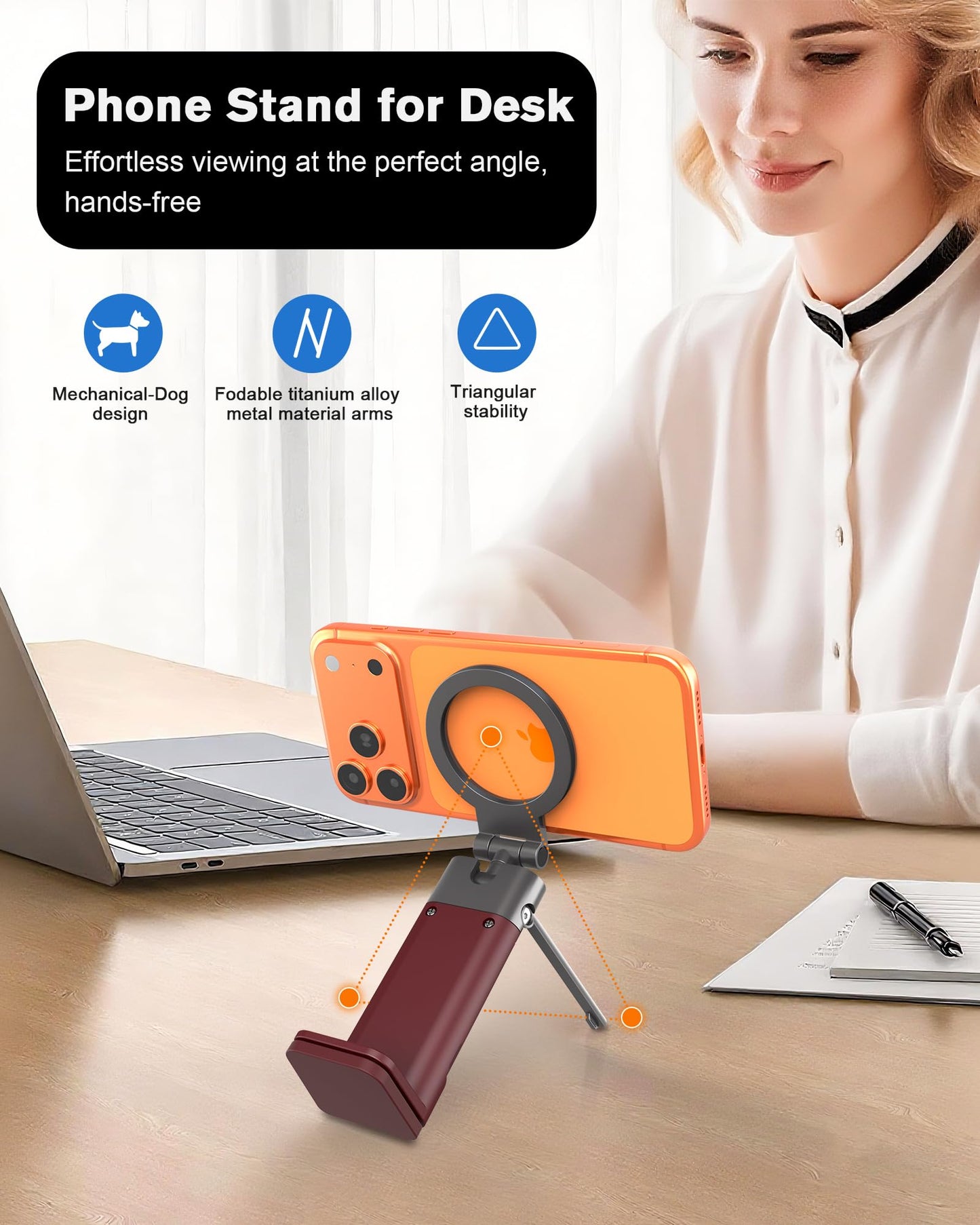 for MagSafe Airplane Phone Holder Mount Travel Essentials for Plane,N55*40 Pro Magnetic Phone Stand for Desk,360° Swivel Airplane Gadgets Cruise Must Haves Mother's Day Travel Gifts for Women Men Red