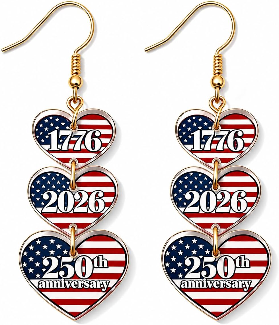 250 Anniversary USA Merchandise 4th of July Outfits Shirt Decorations Patriotic Earrings USA 250th Anniversary Merchandise 4th of July Dresses Jewelry Accessories Gift Red White Blue USa Earrings