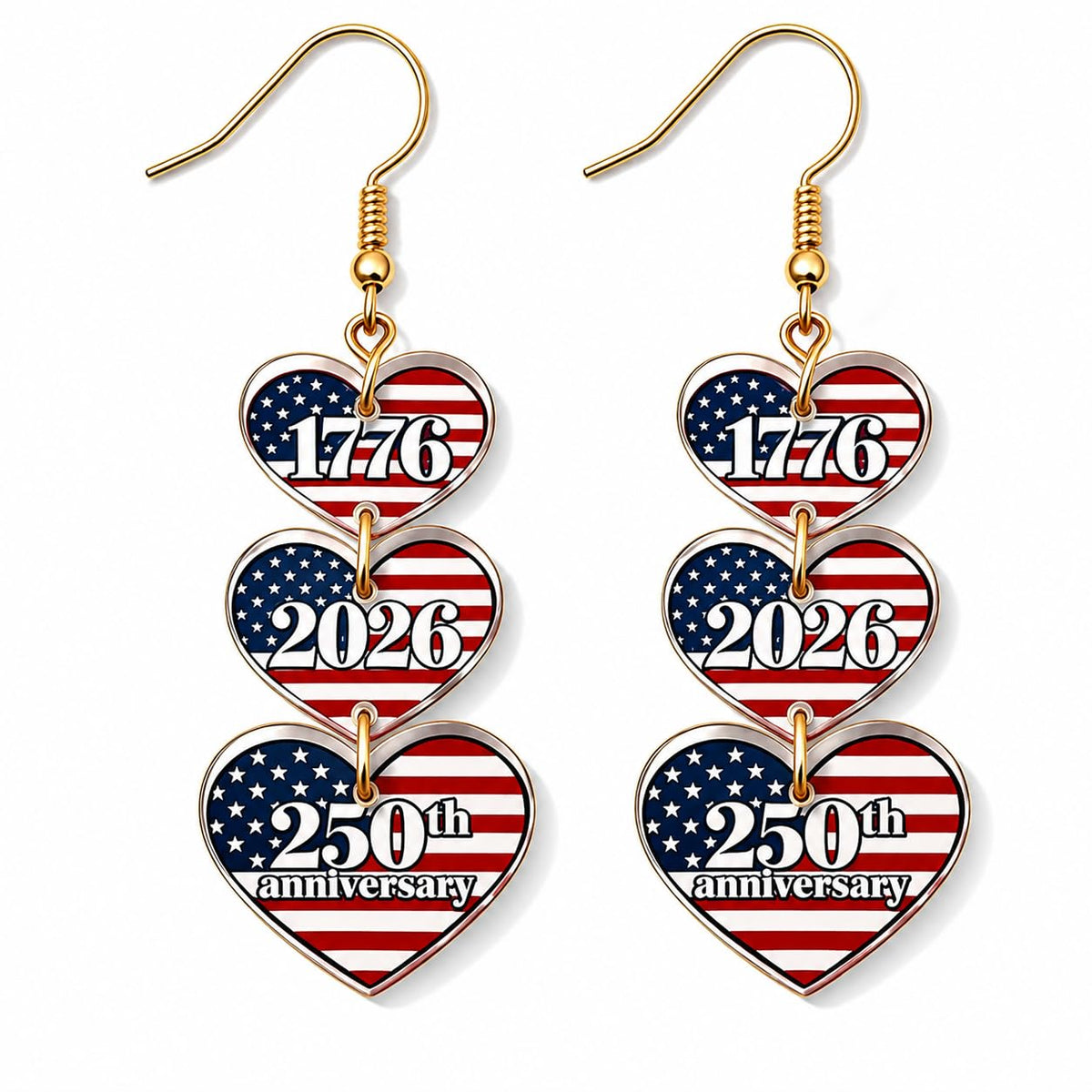 250 Anniversary USA Merchandise 4th of July Outfits Shirt Decorations Patriotic Earrings USA 250th Anniversary Merchandise 4th of July Dresses Jewelry Accessories Gift Red White Blue USa Earrings