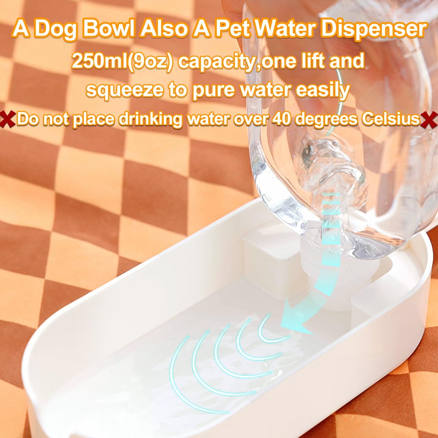 HEYISME 2-in-1 Dog Bowl & Water Bottle, Large Food Container for Dog Treats, Steak, Sticks, Bars - Portable Pet Dispenser for Hiking, Travel (Blue)