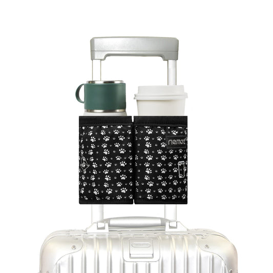 riemot Luggage Travel Cup Holder Free Hand Drink Caddy - Hold Two Coffee Mugs - Fits Roll on Most Suitcase Handles - Gifts for Flight Attendants &Frequent Travelers Accessories Cat Paw