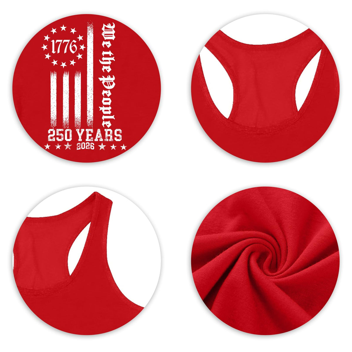 HQP 250th Anniversary USA Tank Tops Women USA T Shirt American Flag Sleeveless 15th of July Patriotic Freedom Tee Tops