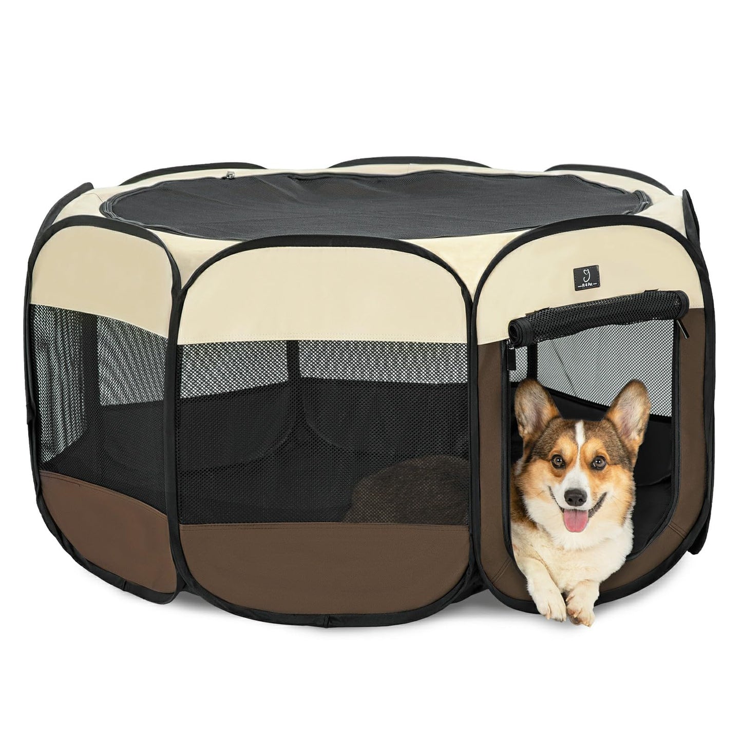 A4Pet Portable Foldable Pet Playpen, Dog Playpen Indoor/Outdoor - Ideal for Puppies, Cats, Rabbits - Removable Zipper & Collapsible Travel Bowl