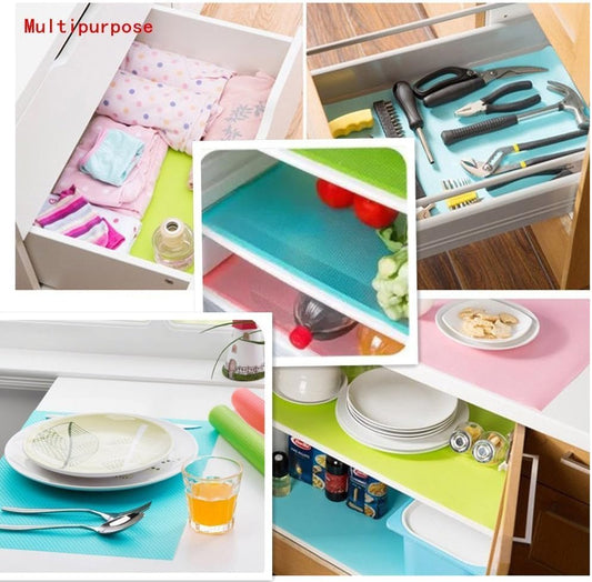 AKINLY 9 Pack Refrigerator Mats,Washable Fridge Mats Liners Easy to Clear Fridge Pads Mat Shelves Drawer Table Mats Refrigerator Liners for Shelves,3Red/3Green/3Blue
