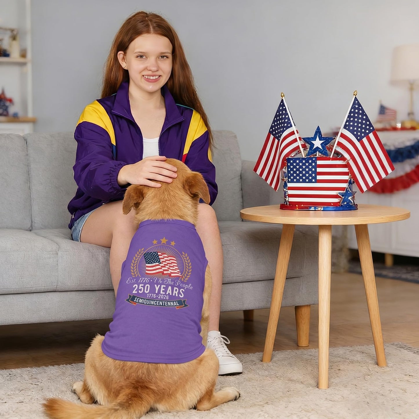 1Pcs Patriotic Dog Shirt 250th Anniversary USA Dog Vest 4th of July American Flag Dog Tank Top Independence Day Pet Outfit Costume Sleeveless Vest for Veterans Memorial Day Party Supplies