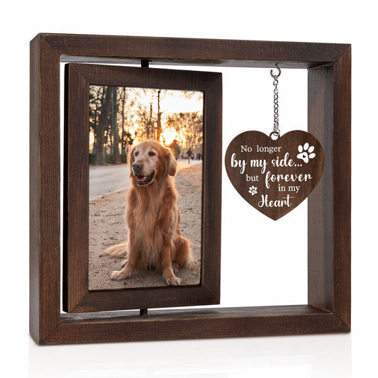 Jigfoxy Dog Memorial Gifts for Loss of Dog - Rotating Wooden Picture Frame for 4x6 Photo - Pet Memorial Gifts - Loss of Cat Sympathy Bereavement Remembrance Gift