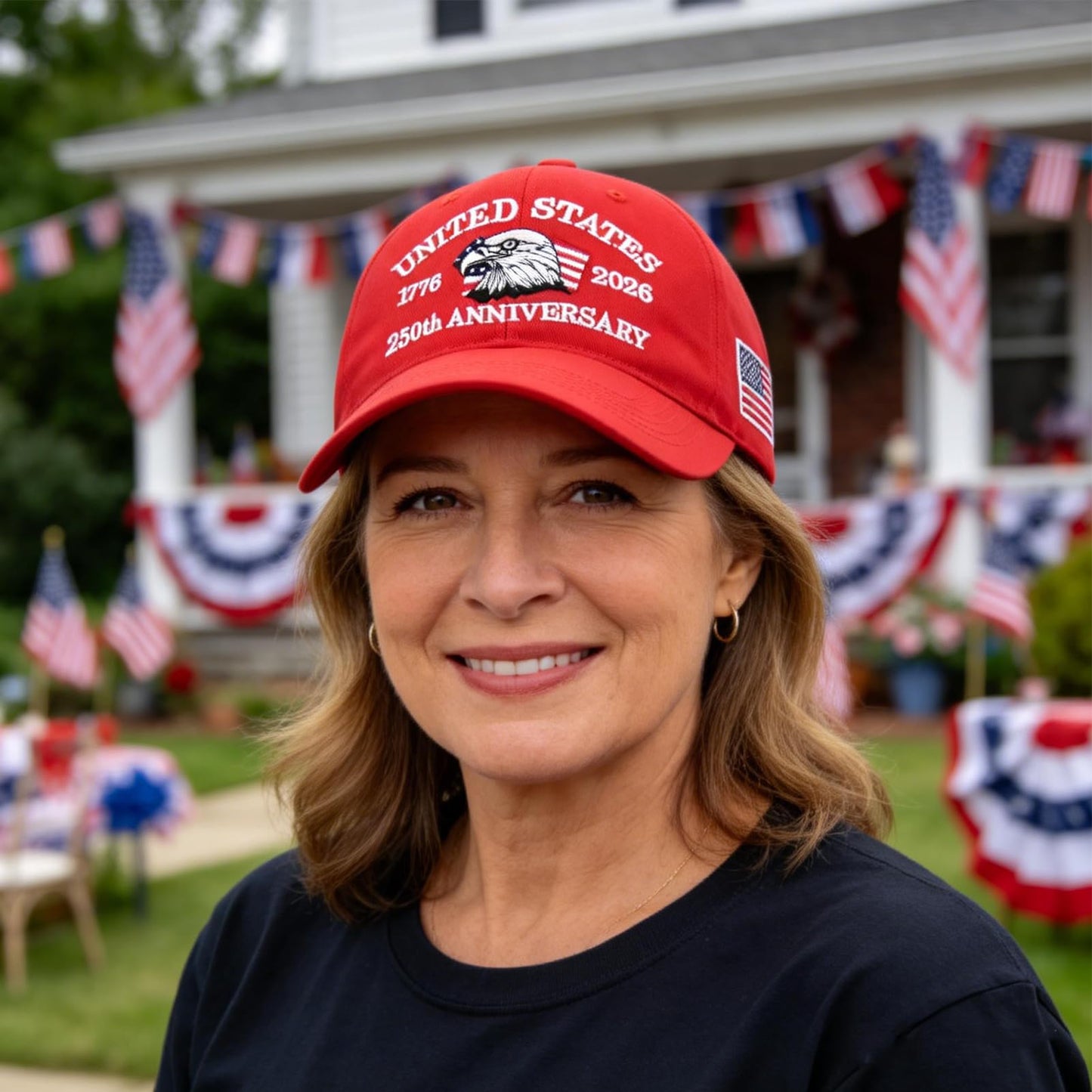LCZTN 2 Pack 250th Anniversary USA Hat 2026 Patriotic Baseball Cap for Men Women,American 250 Year Anniversary Merchandise (US, Alpha, One Size, Navy Blue ＆ Red)