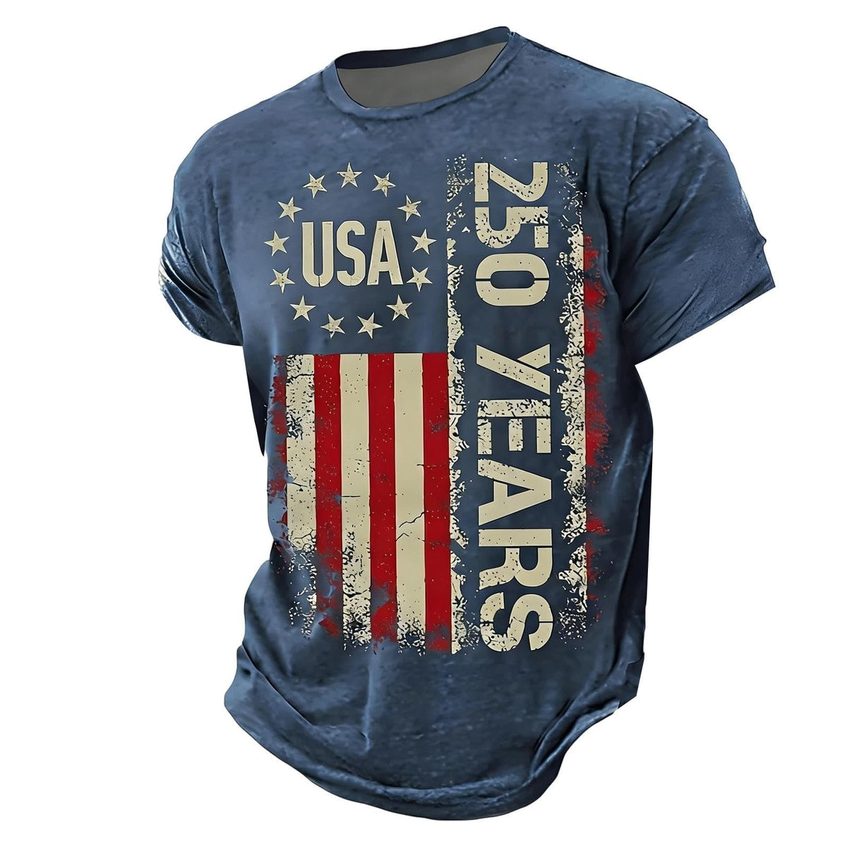 250 Anniversary USA Shirt Crewneck Pullover Tops Men's Tshirts Shirts Short Sleeve T Shirt America Crew Neck Tee