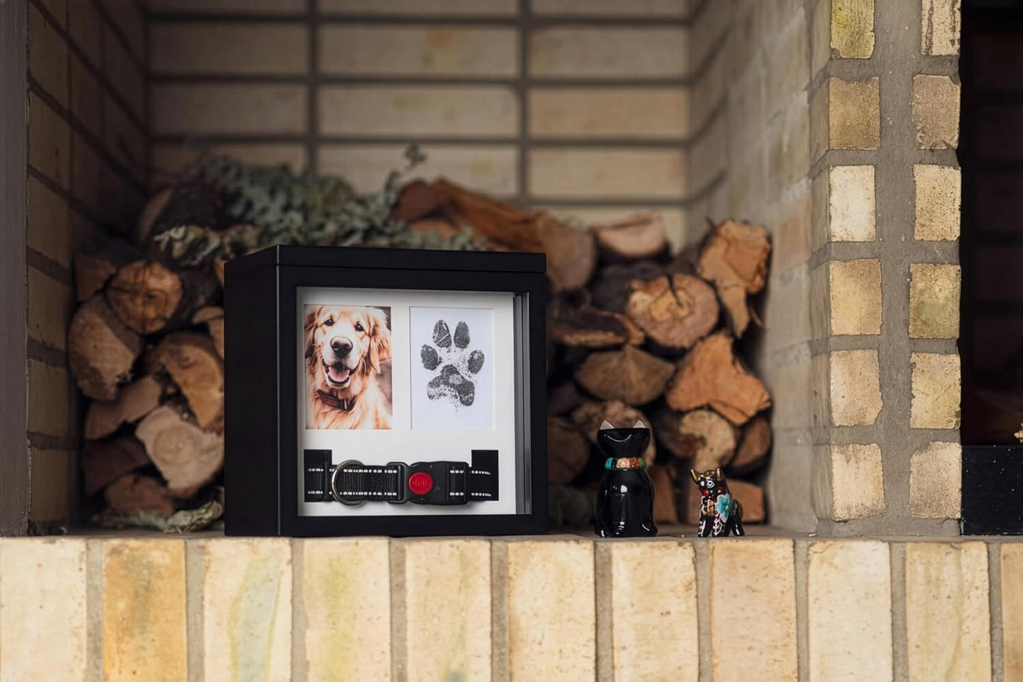 OtterPets Dog Urn for Ashes, 4 Customizable Displays with Paw Print Ink Kit and Flannel Bag, Pet Urns for Dogs Ashes, Pet Cremation Box, Cat Urn for Ashes, Dog Ashes Keepsake (Black)