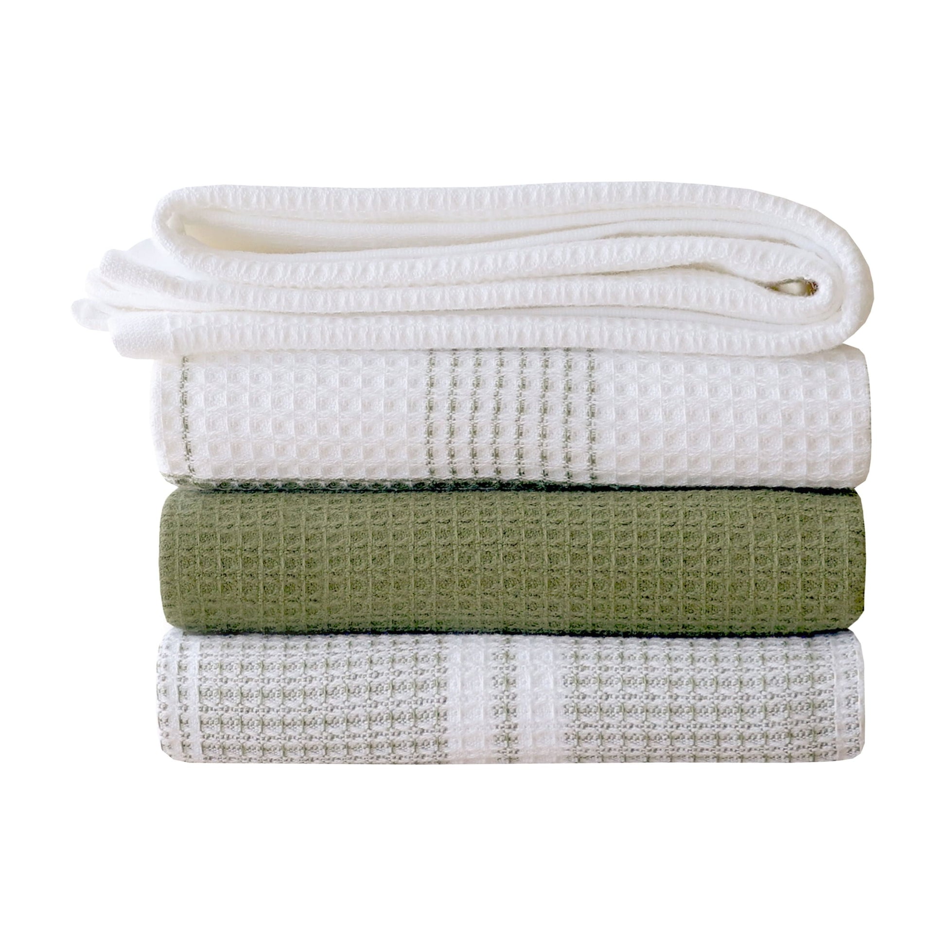 4 Piece Waffle Kitchen Towel, Green