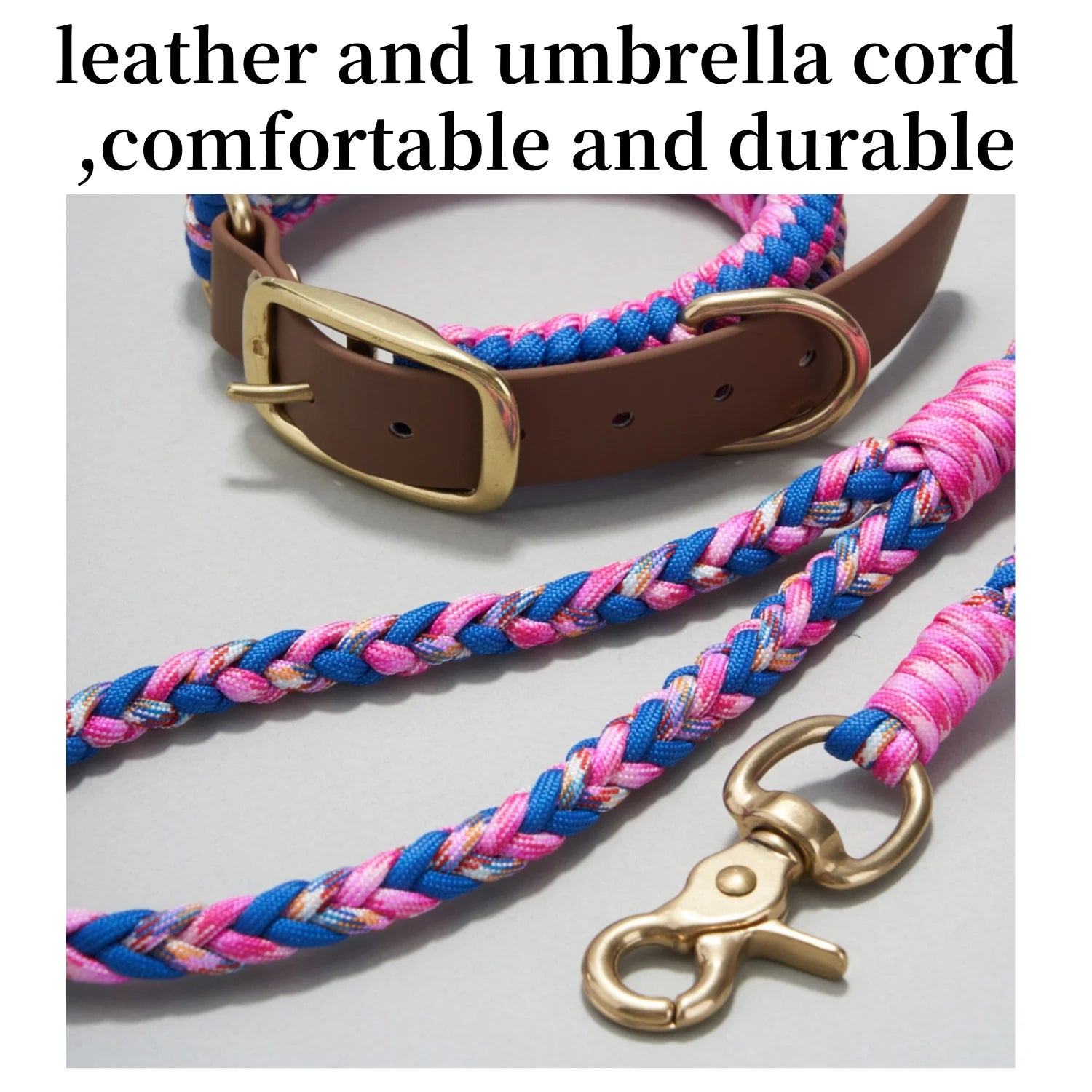 Adjustable Dog Collar and Leash Set, Reflective Collars with Brass Buckle and D-Ring for Medium Dogs Walking and Training