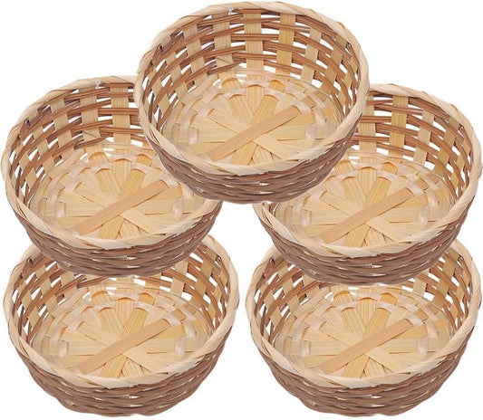 12 Pcs Woven Bread Baskets,Bamboo round Basket Woven Small Baskets for Gifts,Empty Bread Serving Baskets for Food Fruit Woven Bamboo Fruit Tray for Kitchen Restaurant Display Christmas Vegetables
