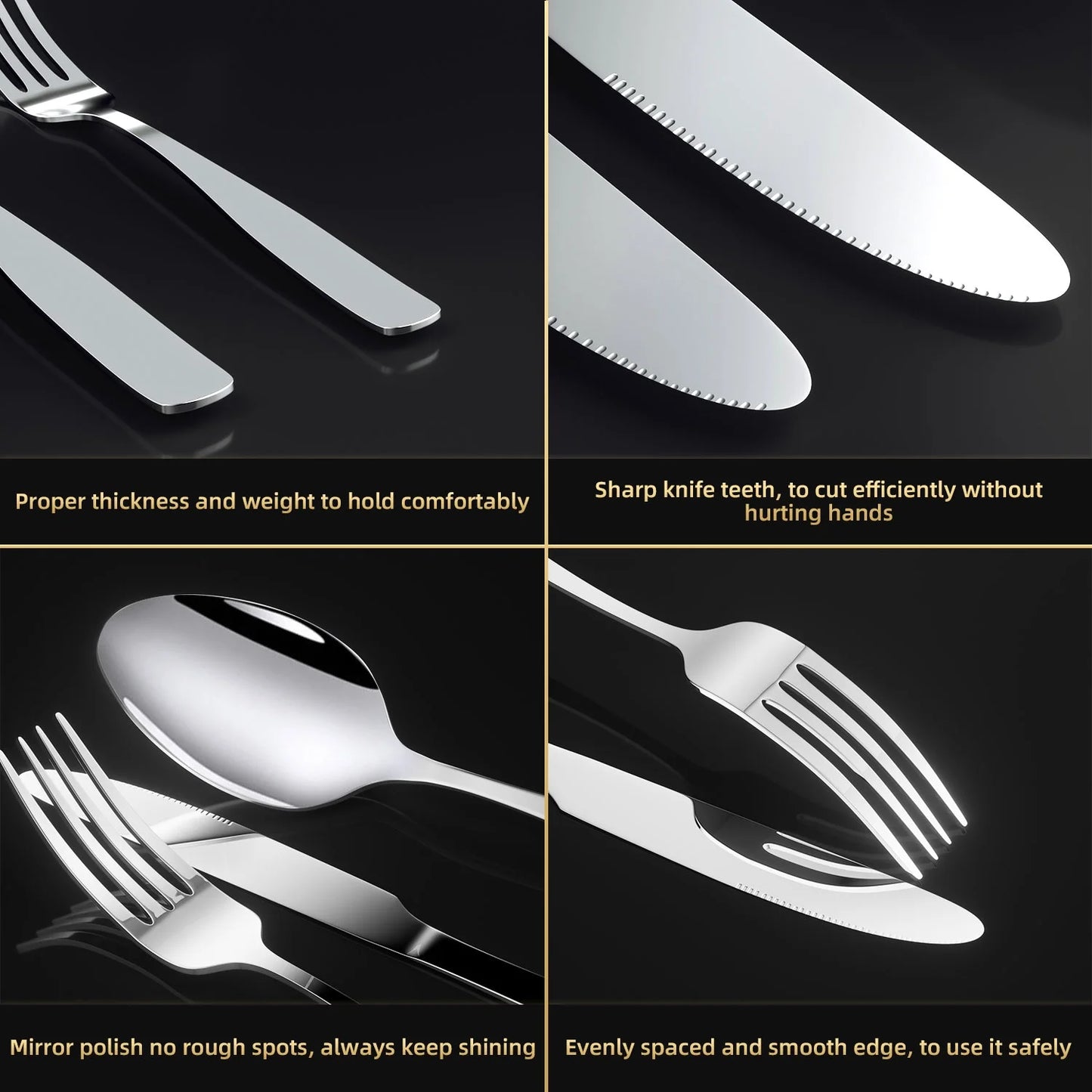 Silverware Sets, 30 PCS Flatware Set for 6, Premium Stainless Steel Cutlery Utensil Set Mirror Polished Forks and Spoons, Dishwasher Safe
