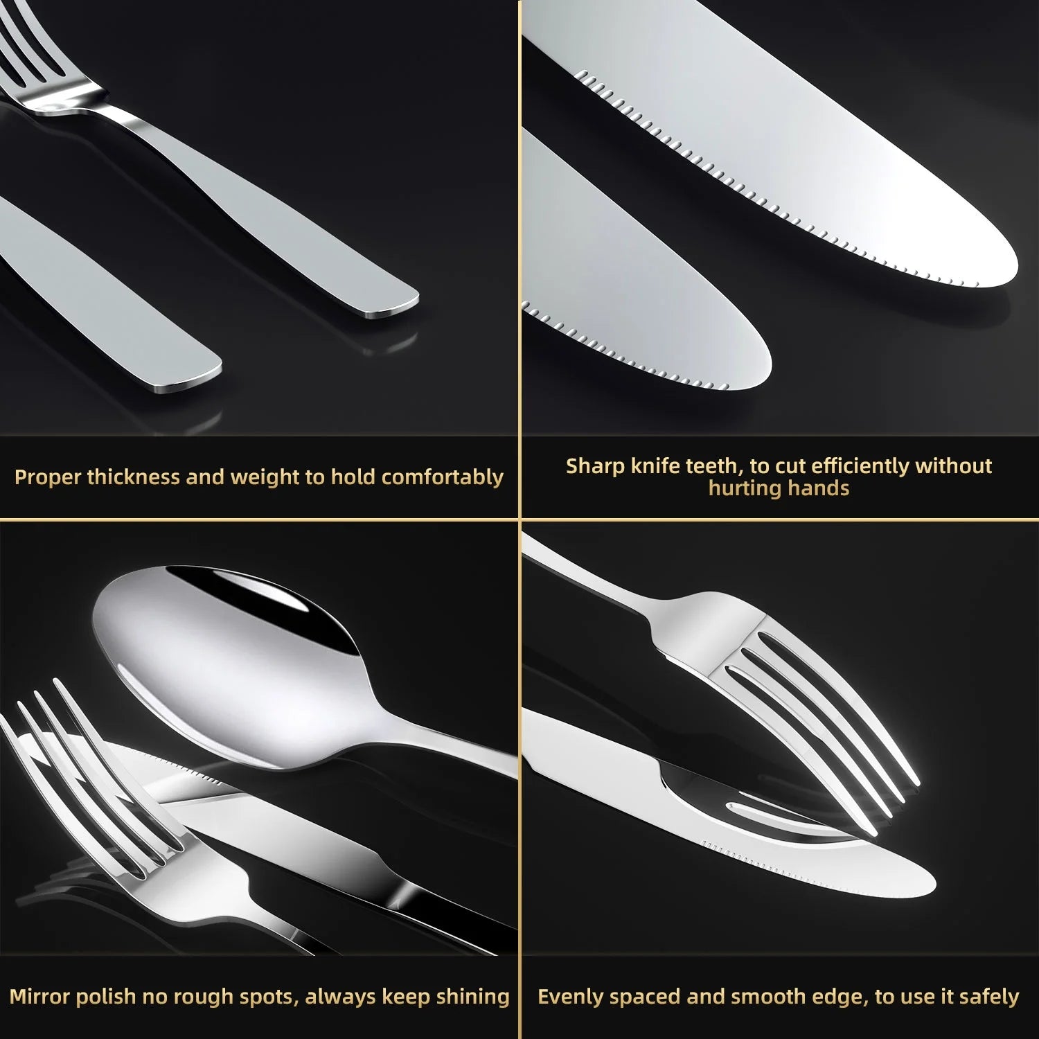 Silverware Sets, 30 PCS Flatware Set for 6, Premium Stainless Steel Cutlery Utensil Set Mirror Polished Forks and Spoons, Dishwasher Safe