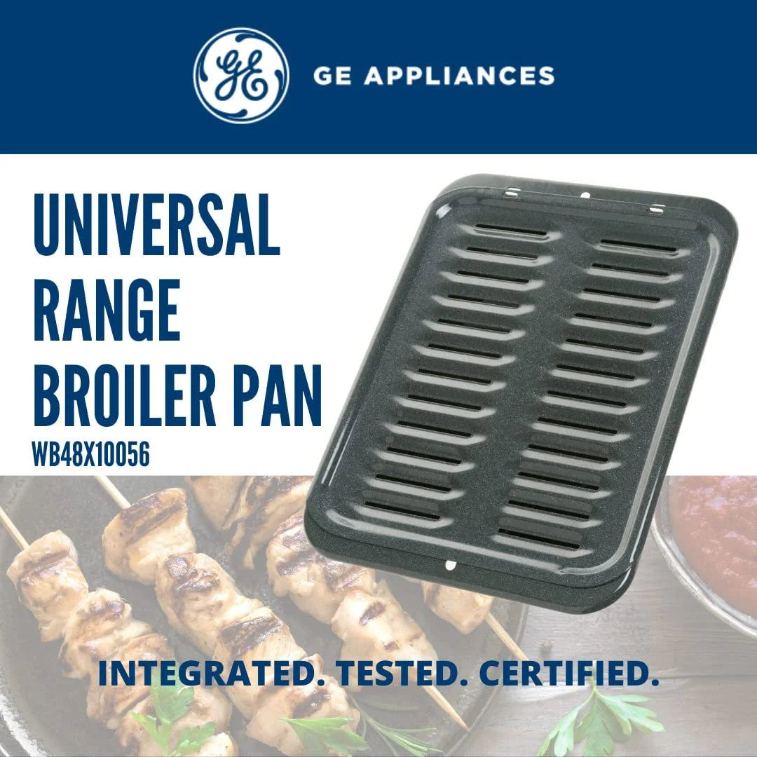 Appliances Broiler Pan with Rack for Oven, Non-Stick Pan, 2 Piece Black Porcelain Coated Steel Roasting Pan, WB48X10056