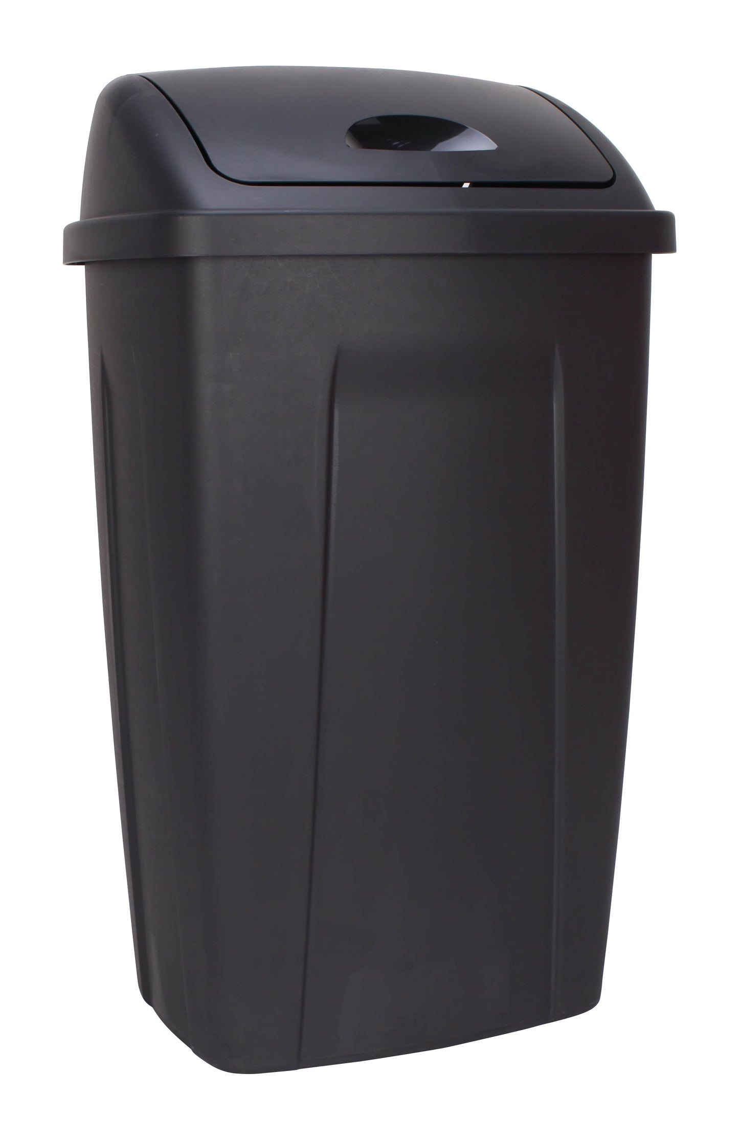 Kitchen Trash Can, 13 Gallon, Plastic Swing Top Garbage Bin, Black
