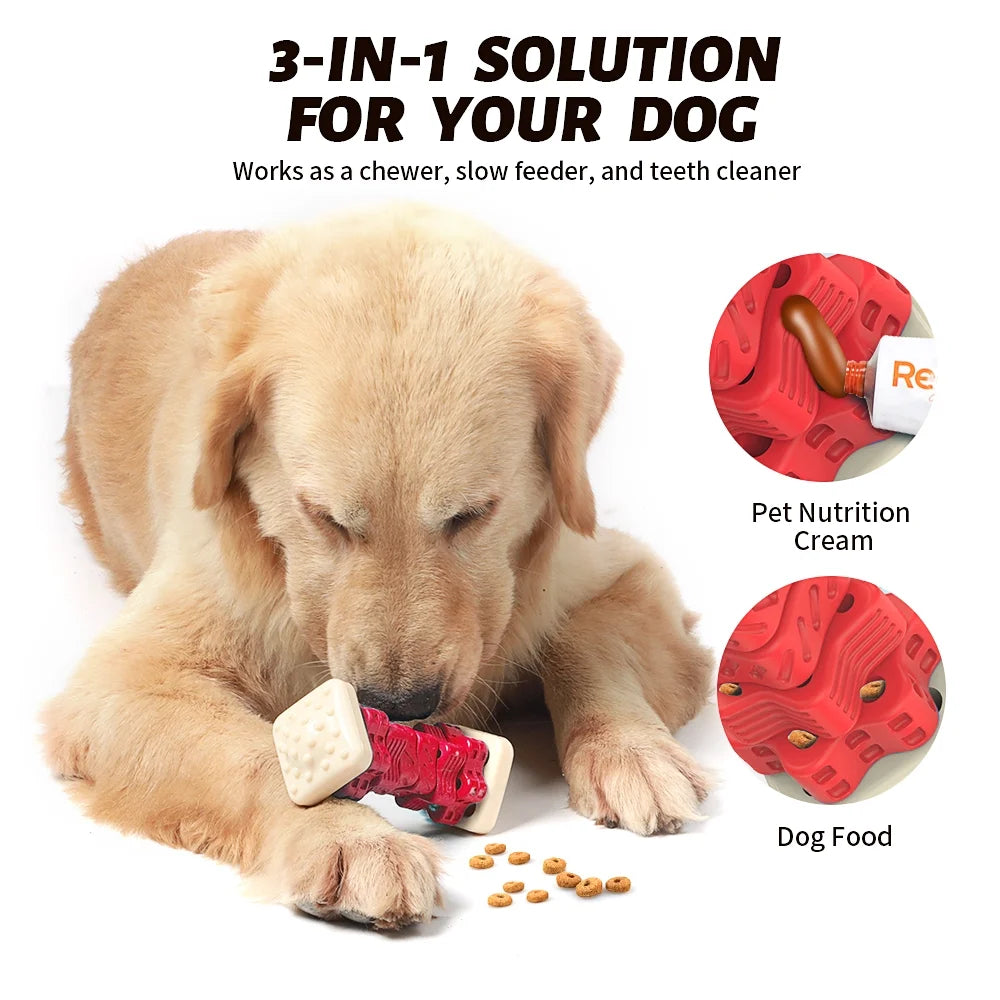 Interactive Chew Toys for Large Breed Dogs - Durable Enrichment Toys for Aggressive Chewers, Red