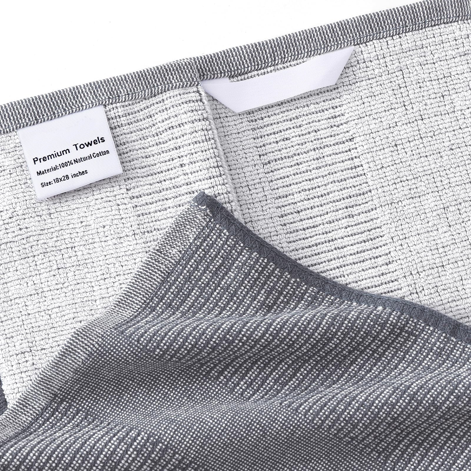 Premium Kitchen Towels(18"X 28", 6 Pack), Large Cotton Kitchen Hand Towels, Grey