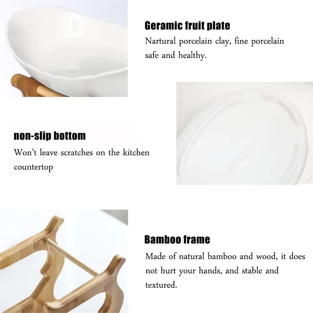 Fruit Bowl, 3 Tier Decorative Modern Fruit Basket for Kitchen Counter Mother Day Gifts - White