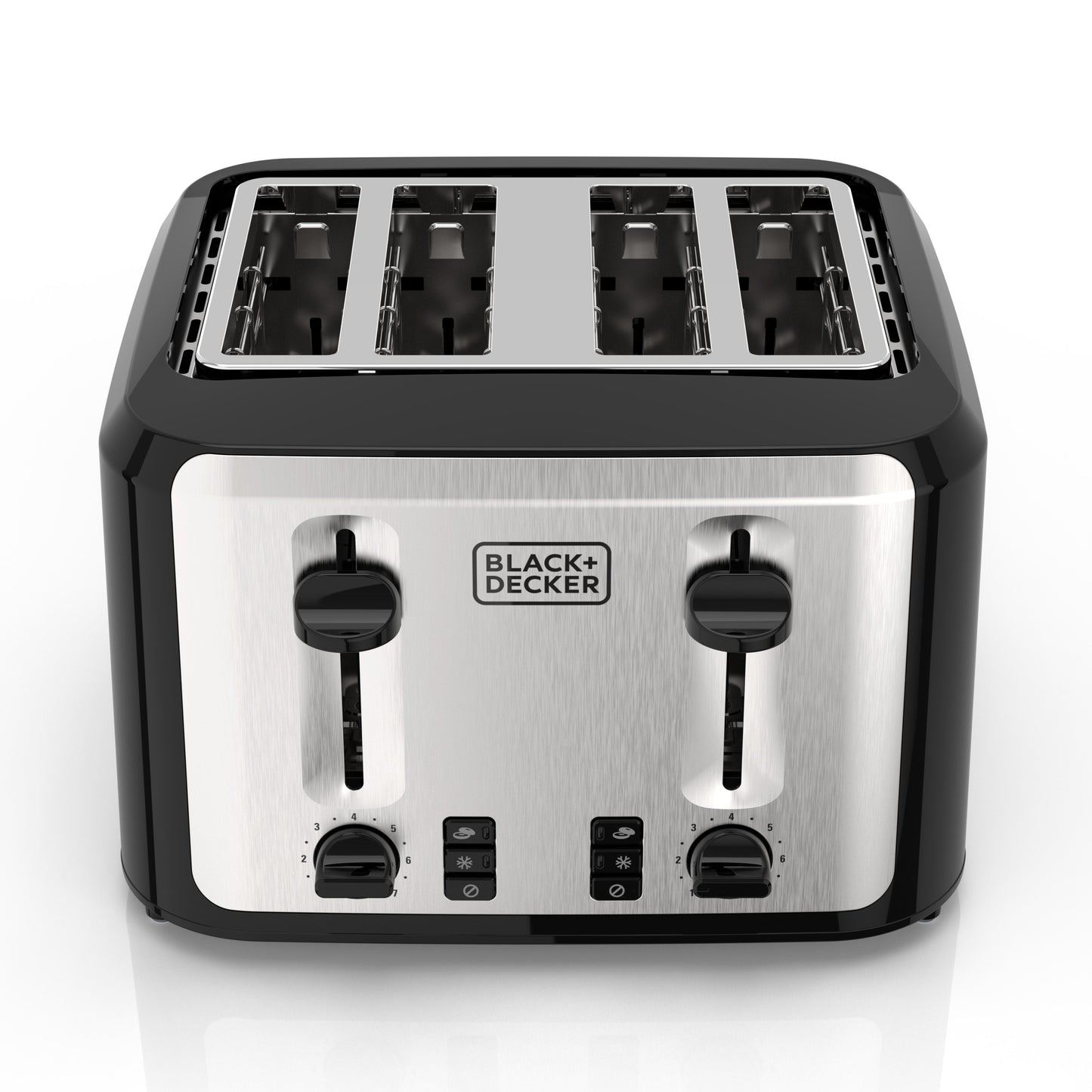 4-Slice Toaster with Extra-Wide Slots and Drop-Down Crumb Tray, Black/Silver