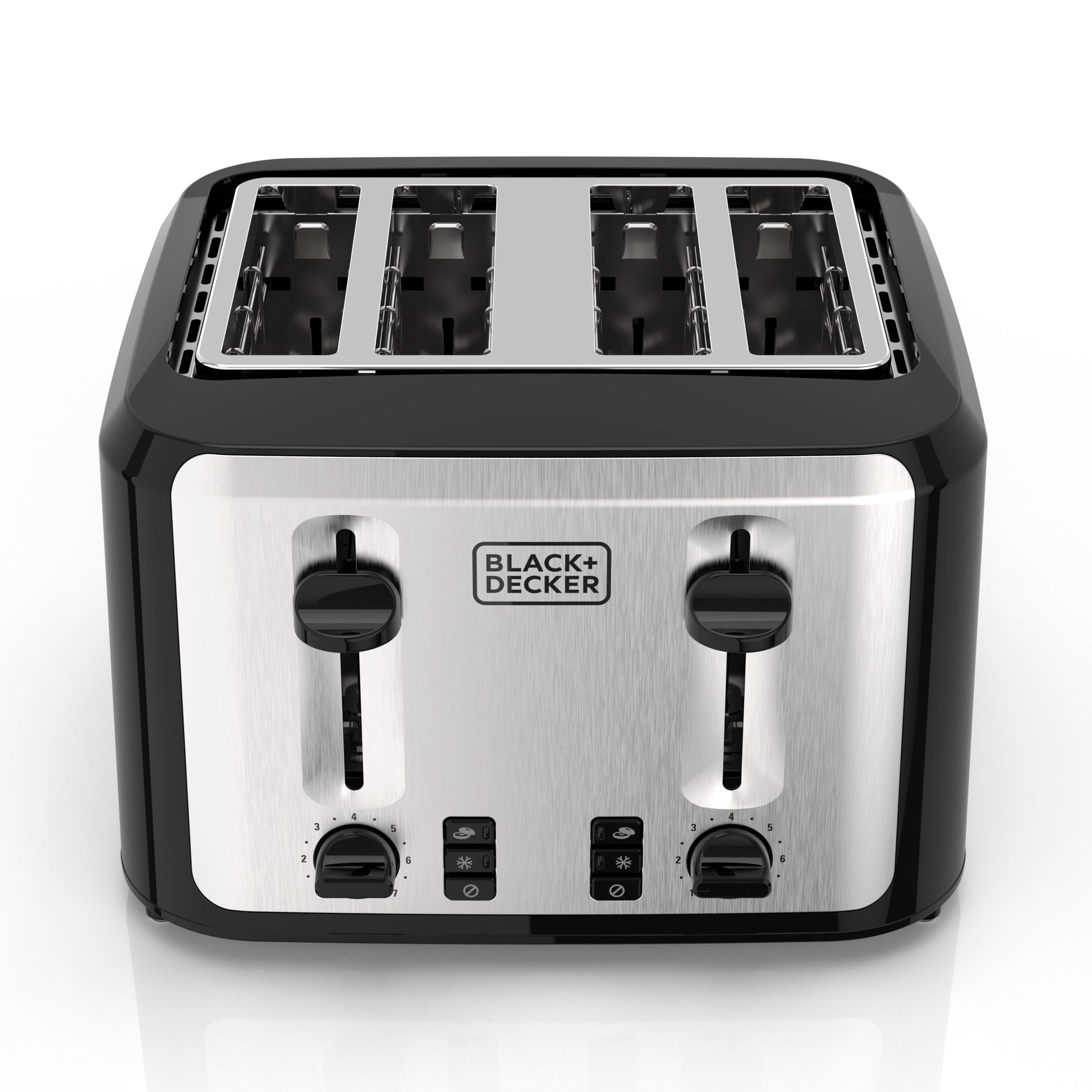 4-Slice Toaster with Extra-Wide Slots and Drop-Down Crumb Tray, Black/Silver
