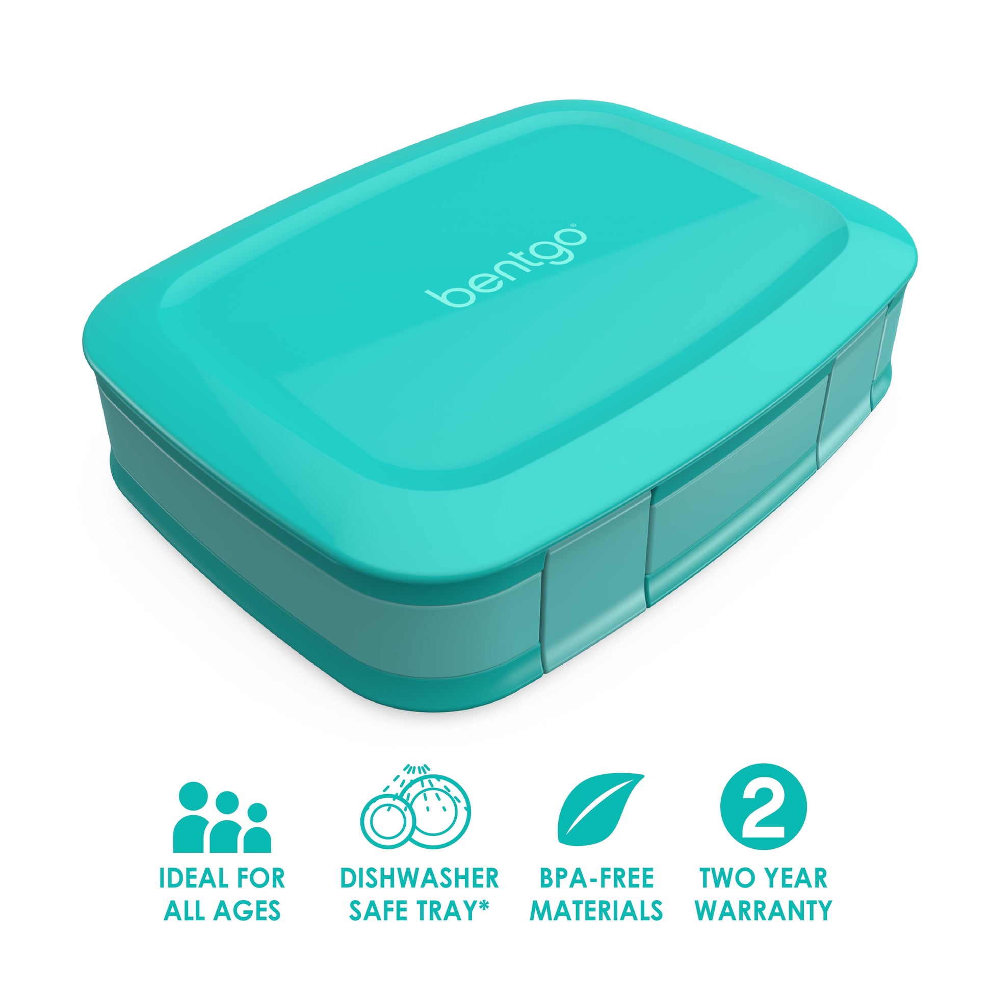 Fresh, Leak-Proof, Versatile 4-Compartment Bento-Style Lunch Box with Removable Divider, Portion-Controlled Meals for Teens and Adults On-The-Go, Bpa-Free, Food-Safe Materials (Aqua)
