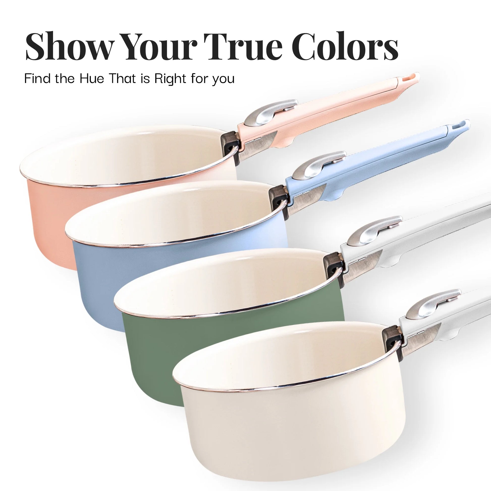 18-Piece Non-Stick Ceramic Cookware Set with Detachable Handles - RV Kitchen Essentials, Oven Safe, Blue