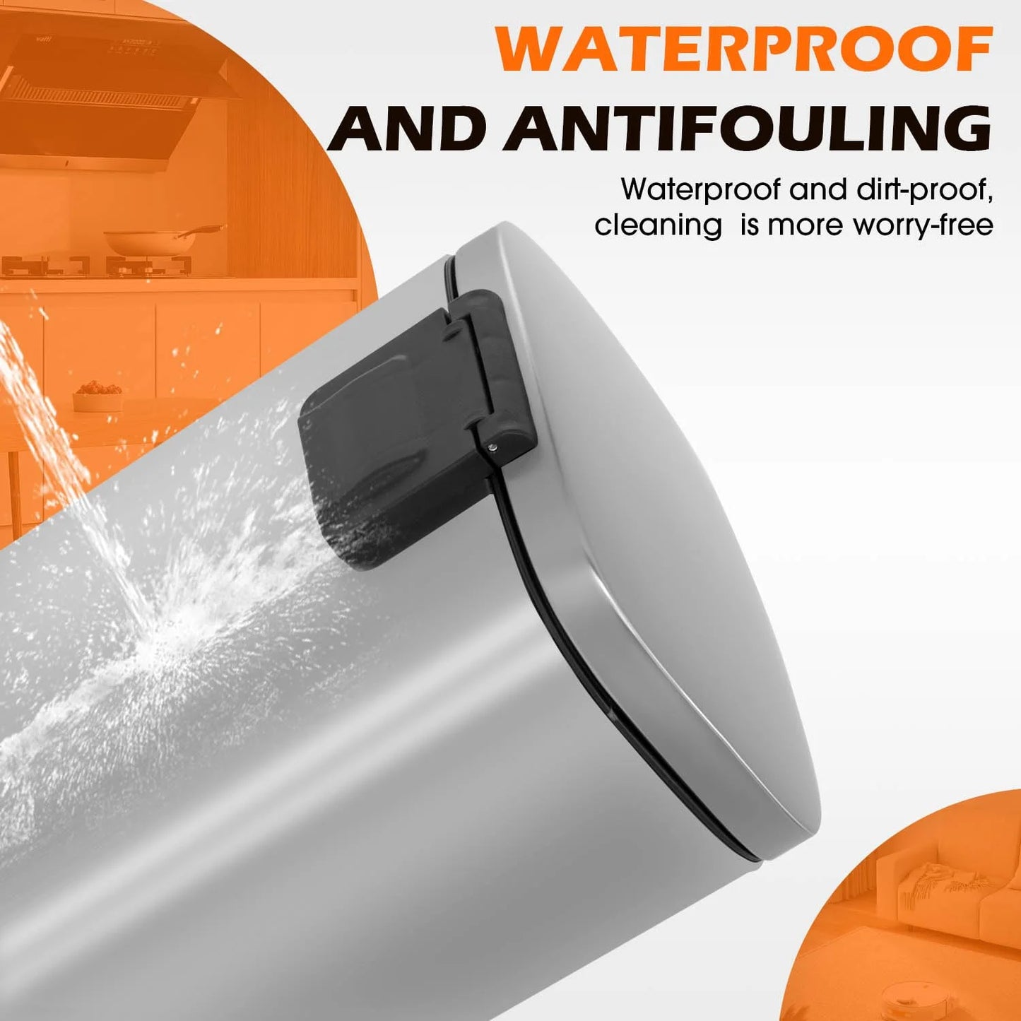 8 Gallon Stainless Steel Step Kitchen Trash Can with Lid, Fingerprint-Proof for Indoor(Silver)